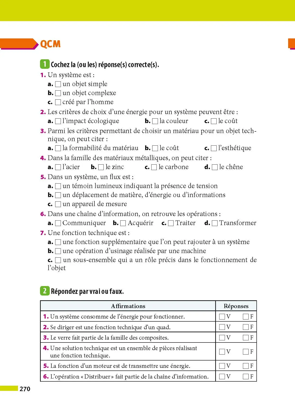 Physique-Chimie - SVT (Sciences de la vie et de la Terre) - Techno 3e - ABC Réussite - Le Brevet efficace - Cours, Méthode, Exercices - Brevet 2027 - Livre de cours, méthode et exercices - 9782091571065 - page intérieure 270