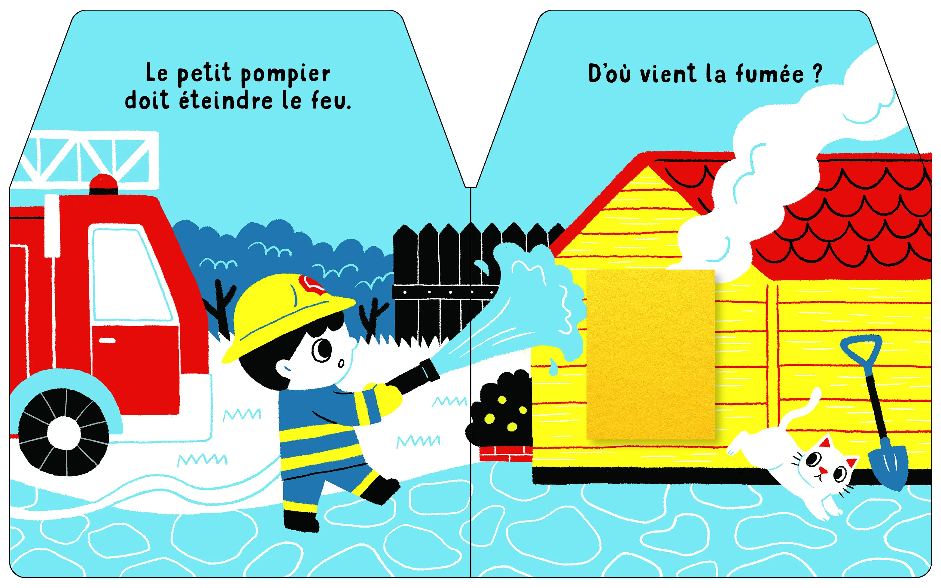 Cache-cache petit pompier - Livre matière - éveil  Dès 6 mois - Livre d'éveil - 9782092581438 - page-interieure 3
