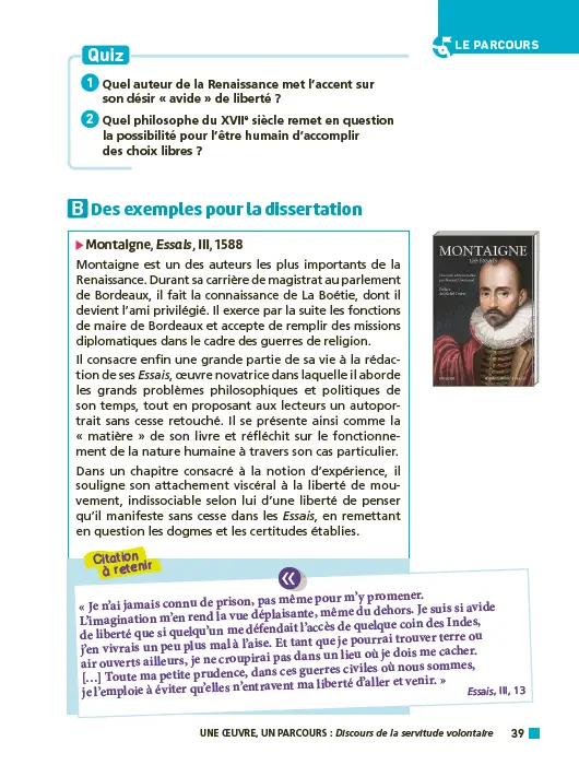 Analyse et étude de l'oeuvre - Discours de la servitude volontaire, La Boétie -Réussir son BAC Français 1re 2026 - Parcours associé « Défendre » et  « entretenir » la liberté - Une oeuvre, un parcours - Livre parascolaire - 9782095047443 - Page intérieure 3
