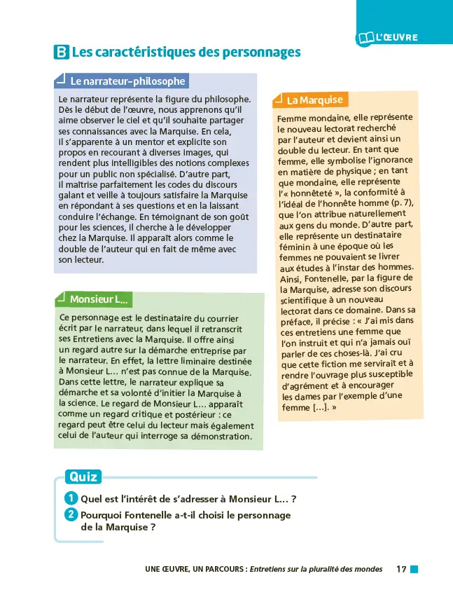 Analyse et étude de l'oeuvre - Entretiens sur la pluralité des mondes, Fontenelle - Réussir son BAC Français 1re 2026 - Parcours associé : le goût de la science - Une oeuvre, un parcours - Livre parascolaire - 9782095047610 - Page intérieure 3