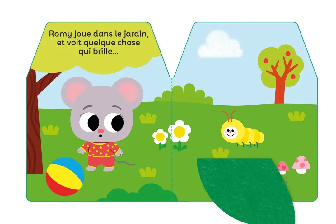Cache-cache - Romy bébé souris - Un livre de coucou/caché avec 5 flaps en feutrine - Dès 6 mois - Livre d'éveil - 9782095058470 - page interieure 3