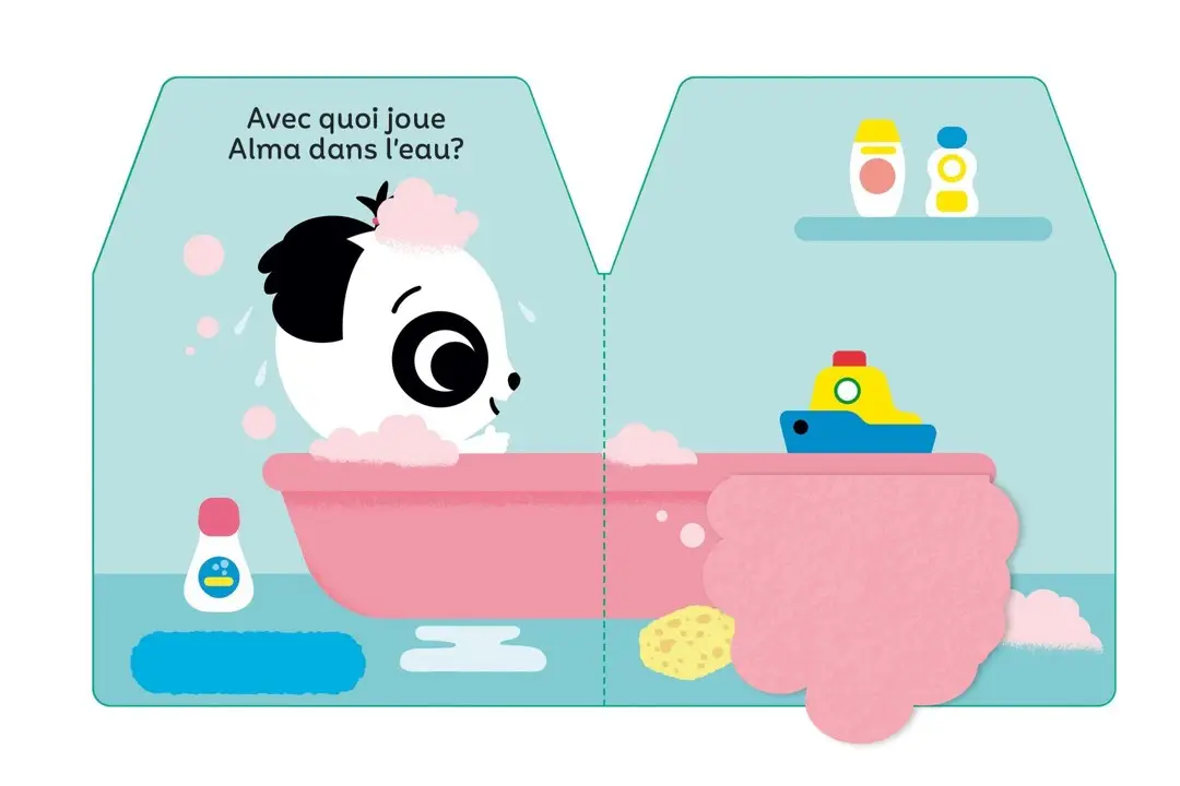 Cache-cache - Alma, bébé panda - Un livre de coucou/caché avec 5 flaps en feutrines - Dès 6 mois - Livre d'éveil - 9782095064686 - page interieure 3