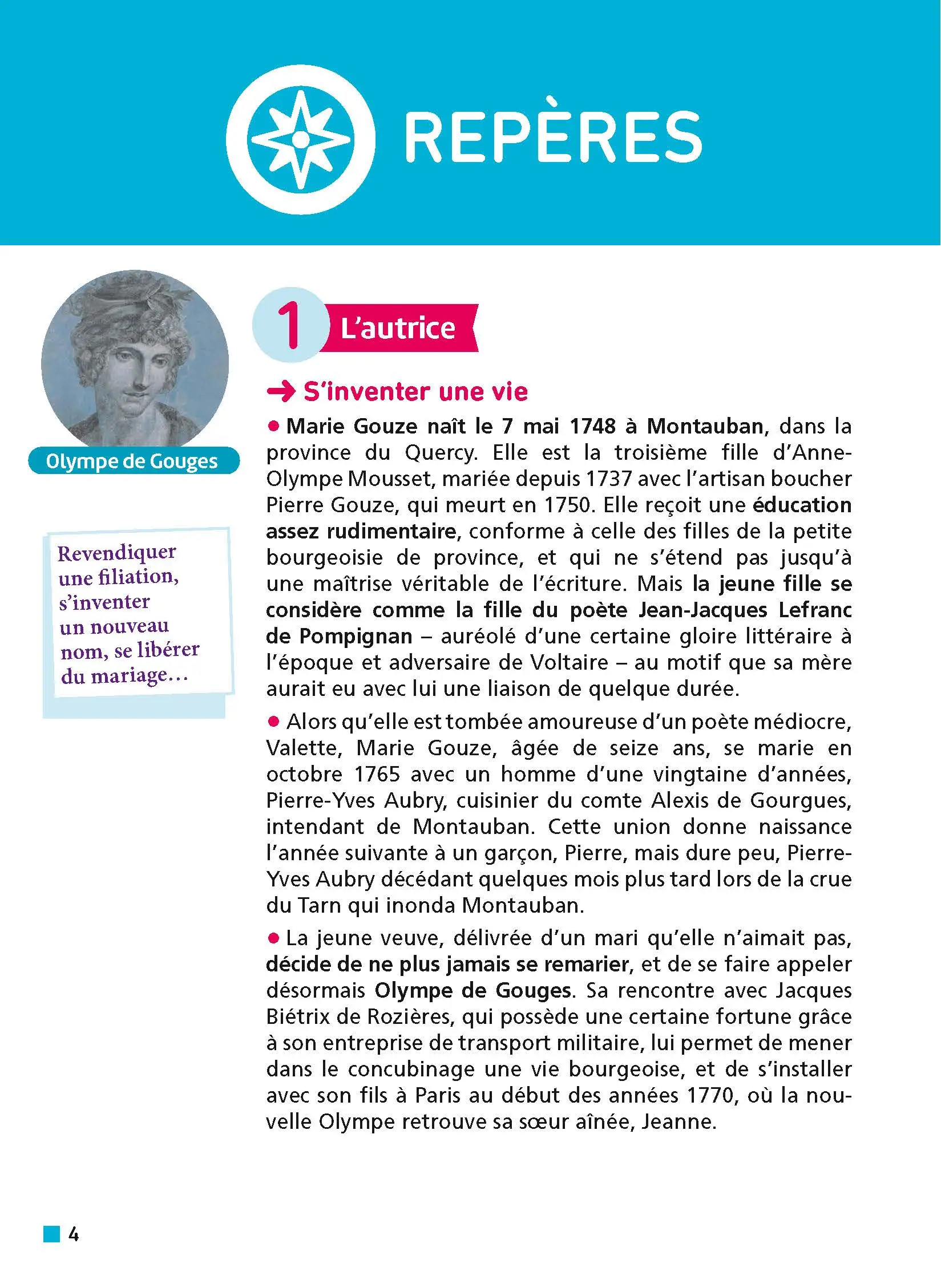 Analyse et étude de l'oeuvre La Déclaration des droits de la femme et de la citoyenne de Olympe de Gouges - BAC Français 1re 2025 - Parcours associé Ecrire et combattre pour l'égalité -  - 9782091321172 - Page intérieure 4
