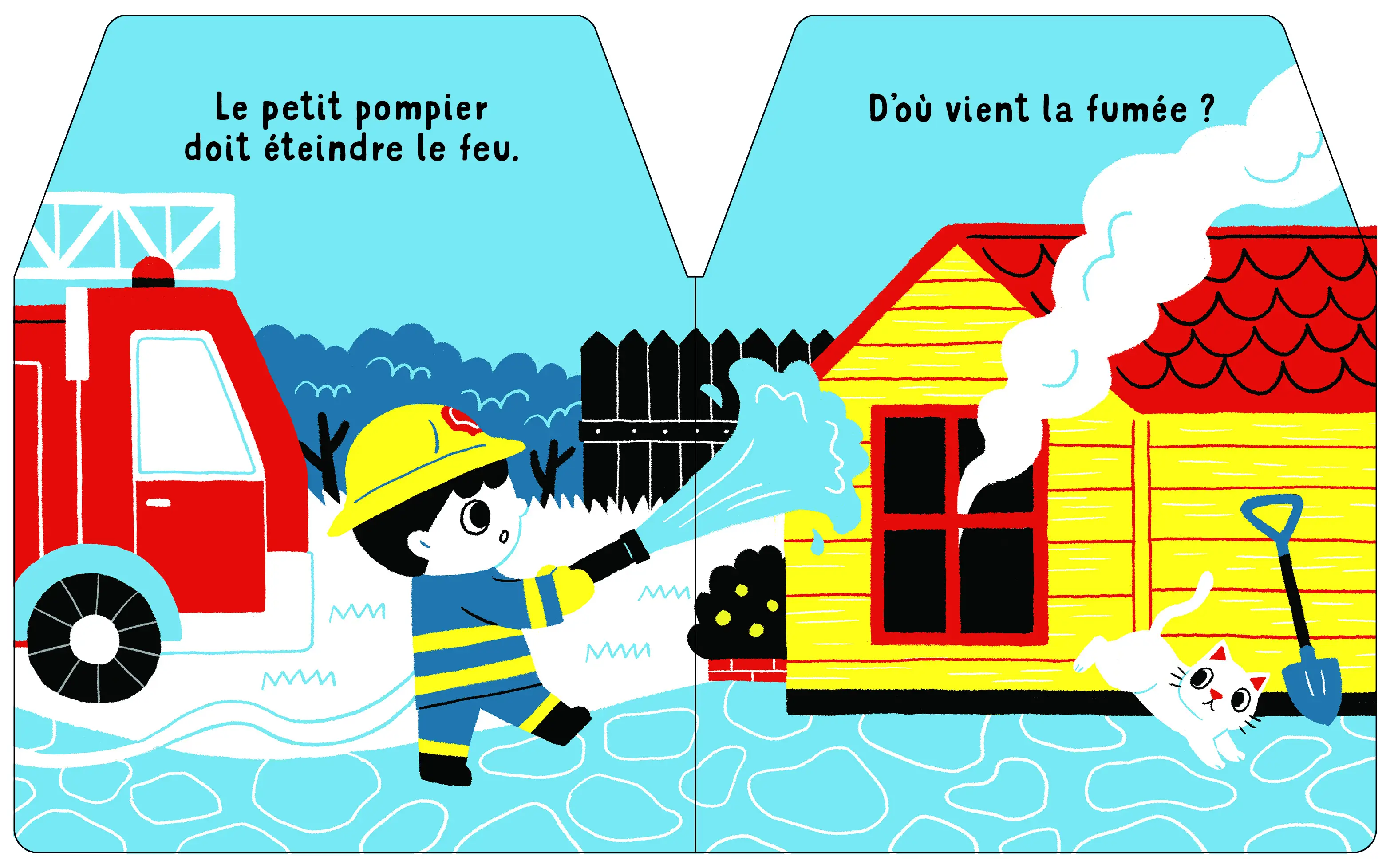 Cache-cache petit pompier - Livre matière - éveil  Dès 6 mois - Livre d'éveil - 9782092581438 - page-interieure 4