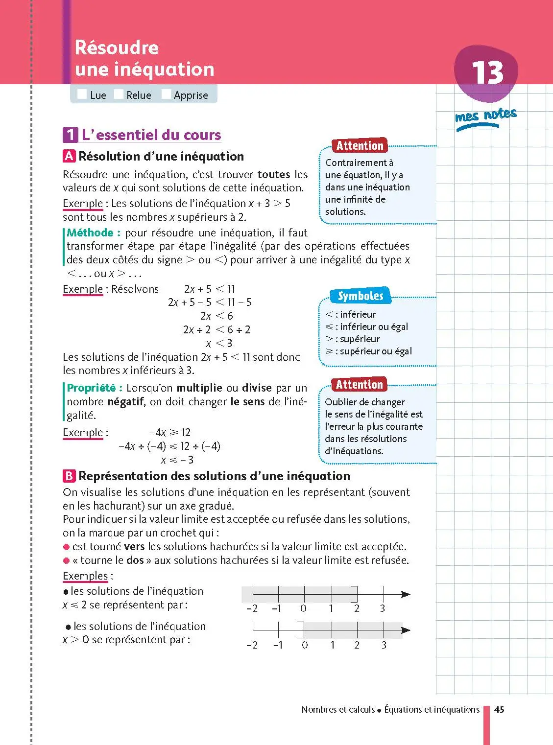 Maths 3e - Mes fiches perso Brevet - Révisions Brevet 2026 - Fiches - 9782091573748 - page intérieure 45