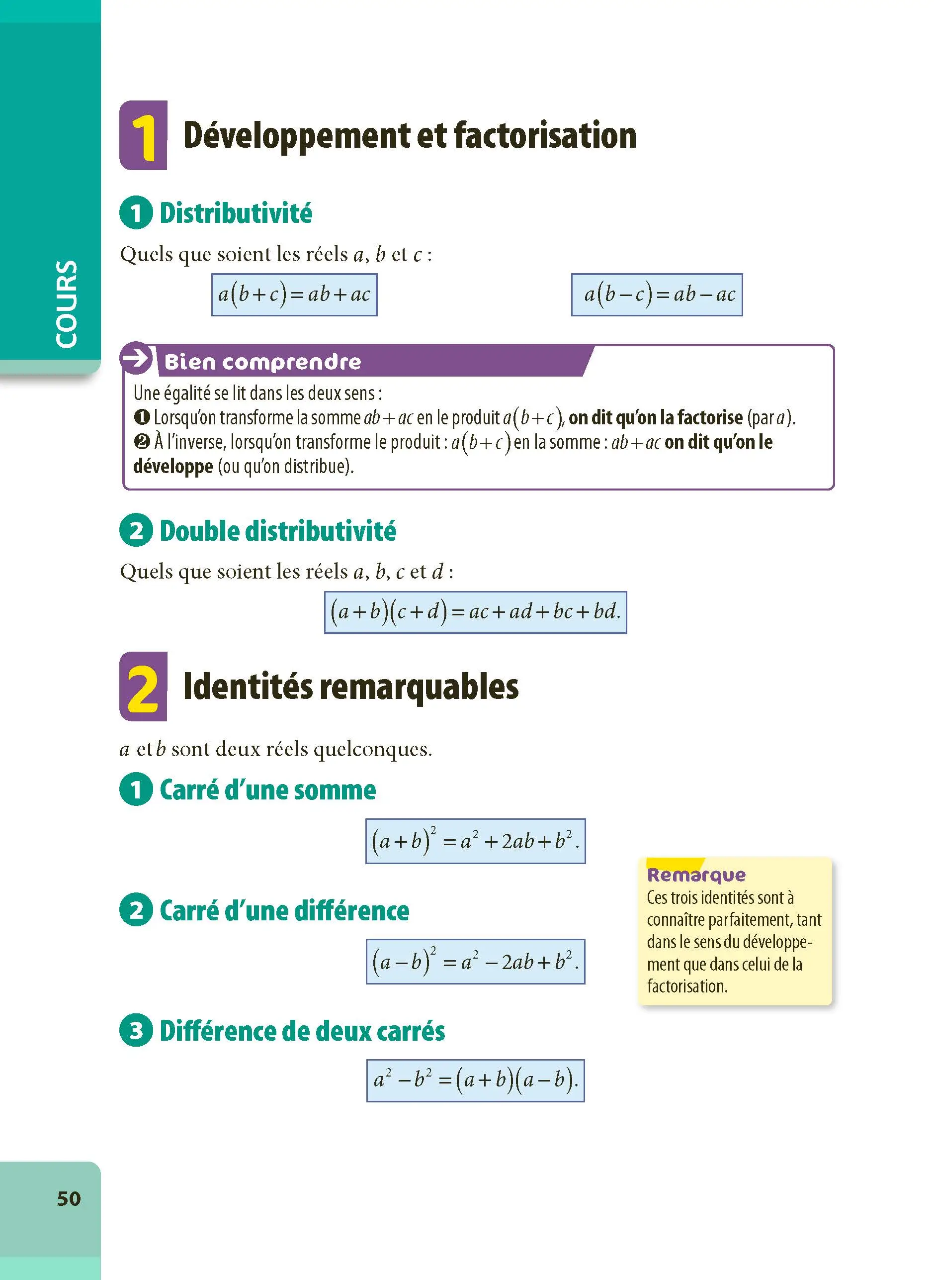 Maths 2de - ABC Excellence - Programme de seconde 2026-2027 - Cours complets, Notions-clés et vidéos, Points méthode, Exercices et corrigés détaillés - Livre de cours, méthode et exercices - 9782091571355 -  [page intérieure 50]