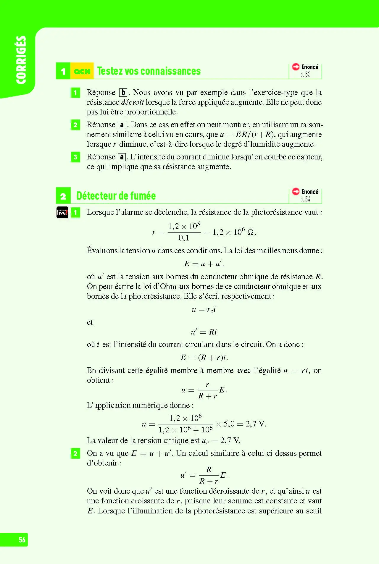 Physique-Chimie Seconde - Interros des lycées 2de - Programme 2026-2027 - Les vrais exos du BAC - + de 100 exercices avec corrigés détaillés - Cahier d'exercices - 9782095023386 - page intérieure 56