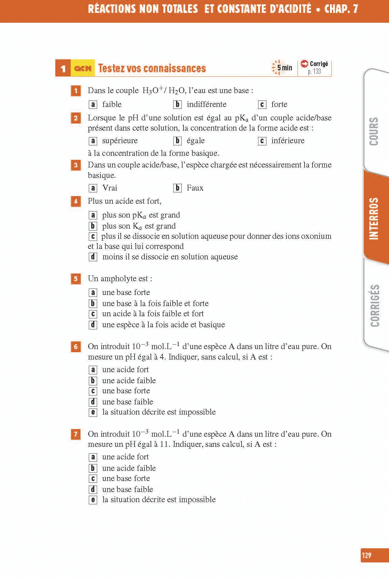 Physique-Chimie Terminale - Interros des lycées Tle - Les vrais exos du BAC - + de 100 exercices avec corrigés détaillés - BAC 2027 - Cahier d'exercices - 9782095038632 - Page intérieure 6