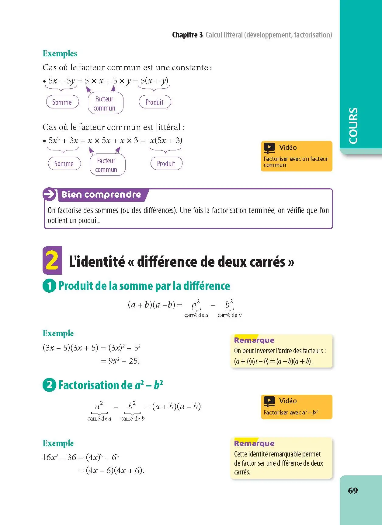Maths 3e - ABC Excellence - Le Brevet brillamment - Cours, Méthode, Exercices - Brevet 2027 - Livre de cours, méthode et exercices - 9782091571324 - page intérieure 69