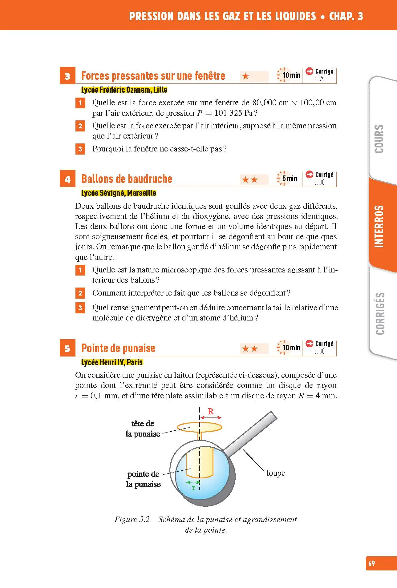 Physique-Chimie Première - Interros des lycées 1re - Les vrais exos du BAC - + de 100 exercices avec corrigés détaillés - Bac 2027 - Cahier d'exercices - 9782091574165 - page intérieure 69