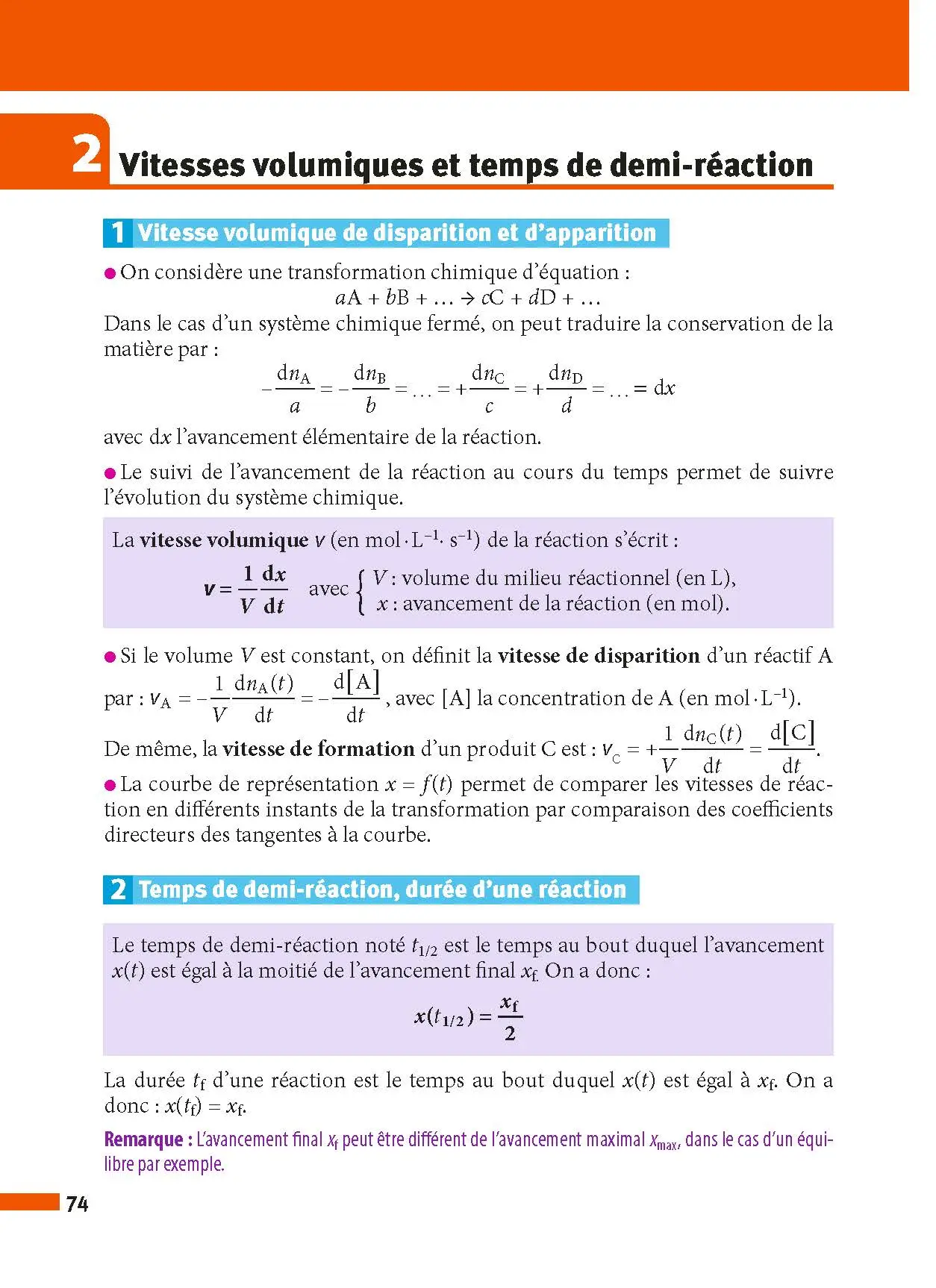 Physique-Chimie Terminale - ABC Réussite - Bac 2027 - Enseignement de spécialité Tle - Cours, Méthode, Exercices et Sujets corrigés - Livre de cours, méthode et exercices - 9782091571287 - page intérieure 74