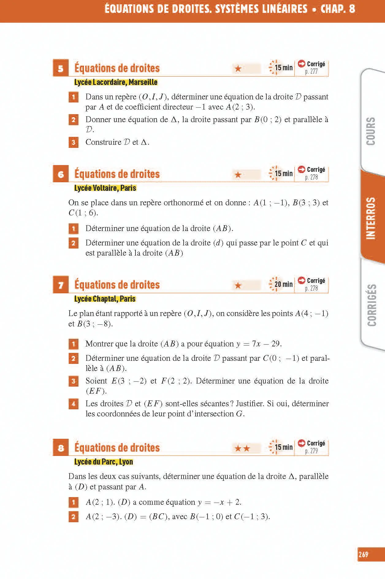 Maths Seconde - Interros des lycées 2de - Programme 2026-2027 - Les vrais exos du BAC - + de 100 exercices avec corrigés détaillés - Cahier d'exercices - 9782095038618 - Page intérieure 8