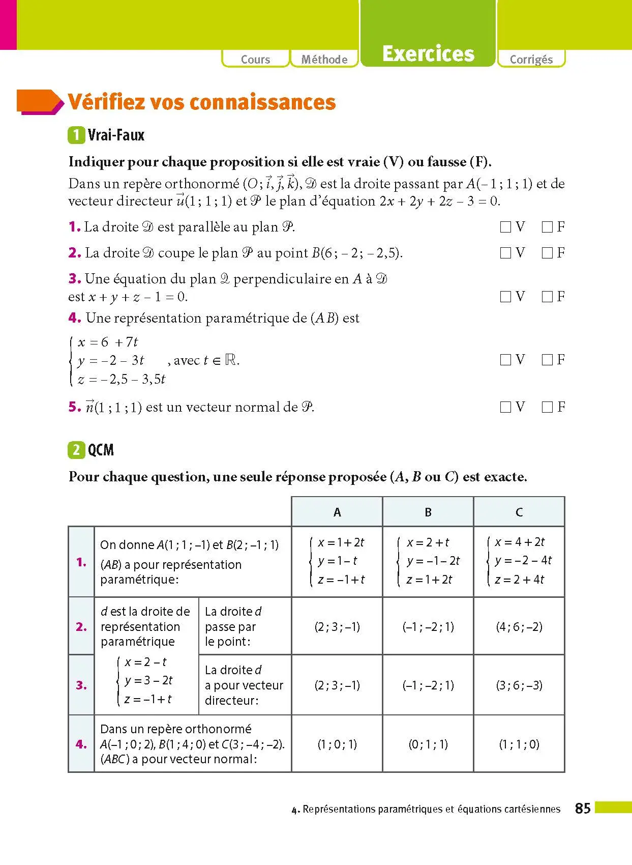 Maths Terminale - ABC Réussite - Bac 2027 - Enseignement de spécialité Tle - Cours, Méthode, Exercices et Sujets corrigés - EPUB - Livre de cours, méthode et exercices - 9782095014247 - page intérieure 85
