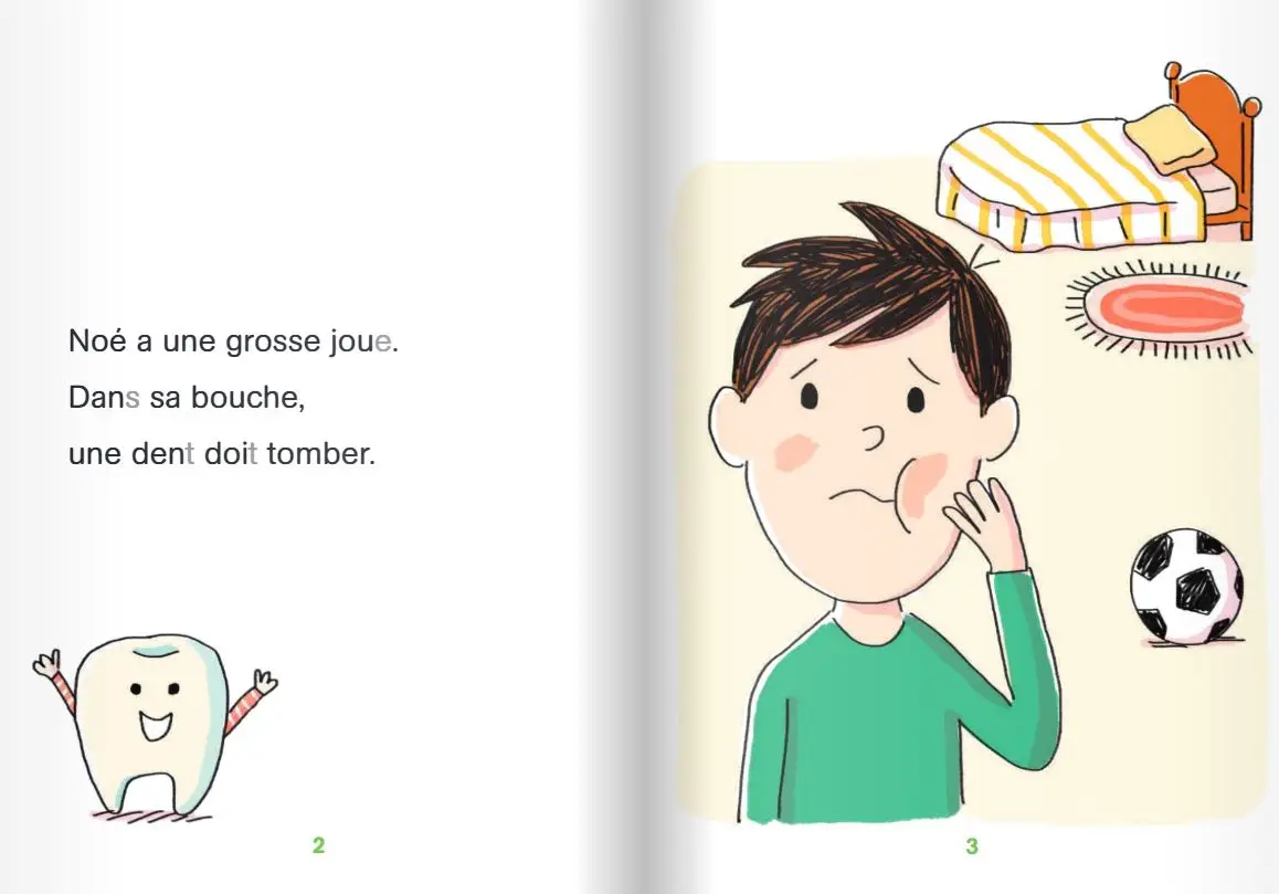 Regarde, je lis avec Noé et Mila  - Lecture CP Niveau 3 - La dent perdue  - Roman - 9782091932675 - page intérieure