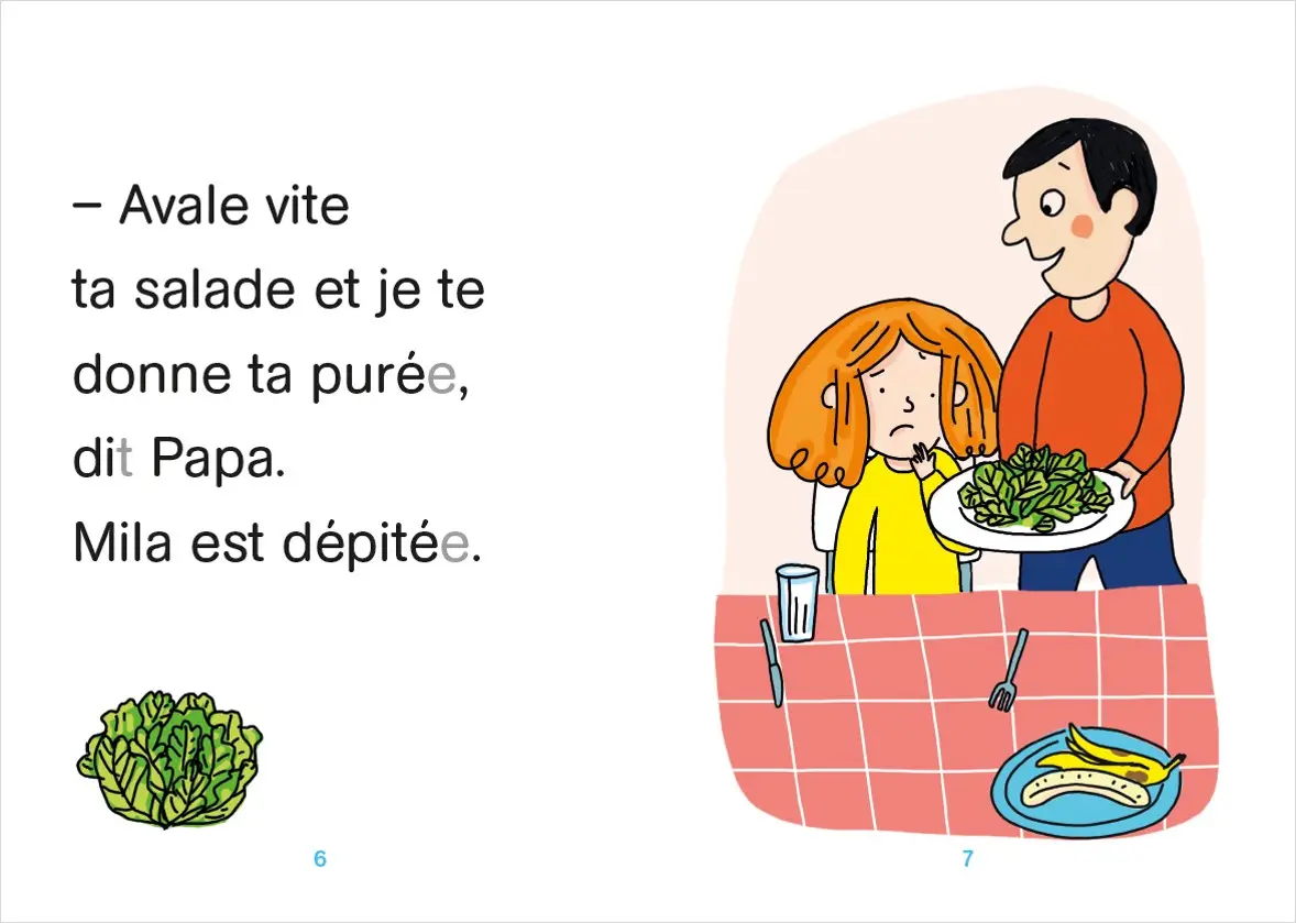 Regarde, je lis avec Noé et Mila - Lecture CP -  Niveau 1 - Mila n'aime pas les légumes - Roman - 9782091933566 - page-interieure