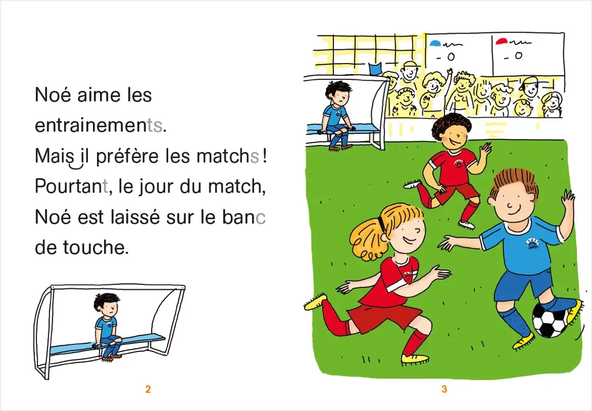 Regarde, je lis - Noé champion de foot -  Lecture CP Niveau 2 - Roman - 9782091933856 - page intérieure 