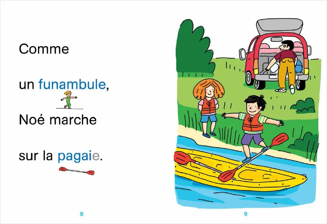 Regarde, je lis - Mila et Noé en canoë - Lecture  Niveau 1 + - Dès 5 ans - Roman - 9782091933863 - page intérieure