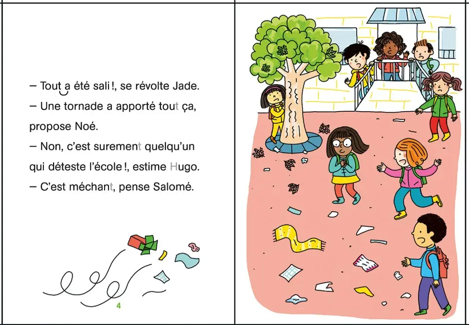 Regarde, je lis avec Noé et Mila - Lecture CP - Niveau 3 - Une cour toute propre - Roman - 9782091934983 - page intérieure