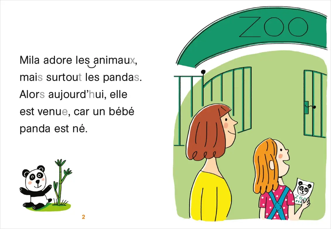 Regarde, je lis avec Noé et Mila - Lecture CP - Niveau 2 - Mila au zoo - Dès 5 ans - Roman - 9782091934990 - page intérieure