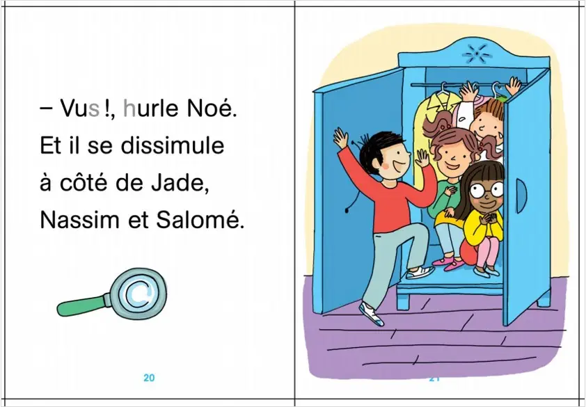 Regarde, je lis avec Noé et Mila - Lecture CP Niveau 1 -  Cache-cache sardine - Roman - 9782091935072 - page intérieure 