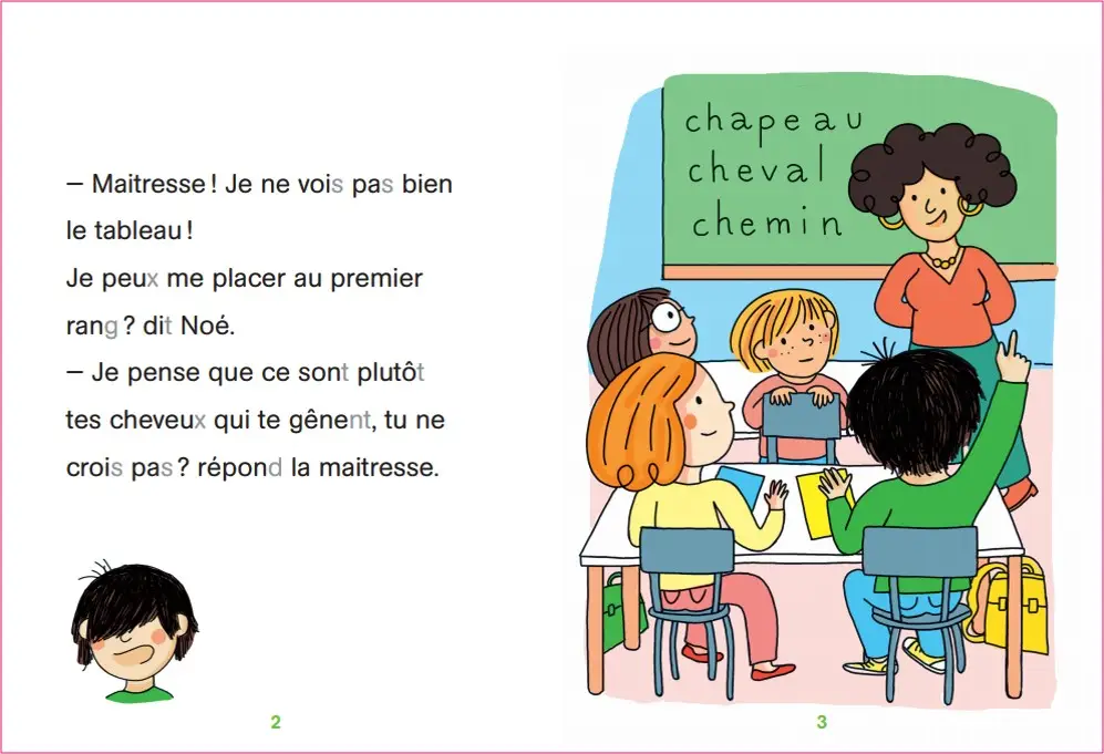 Regarde je lis ! Une histoire à lire tout seul - Noé chez le coiffeur - Lecture CP - Niveau 3 - Dès 5 ans  - Roman - 9782091935591 - page-interieure