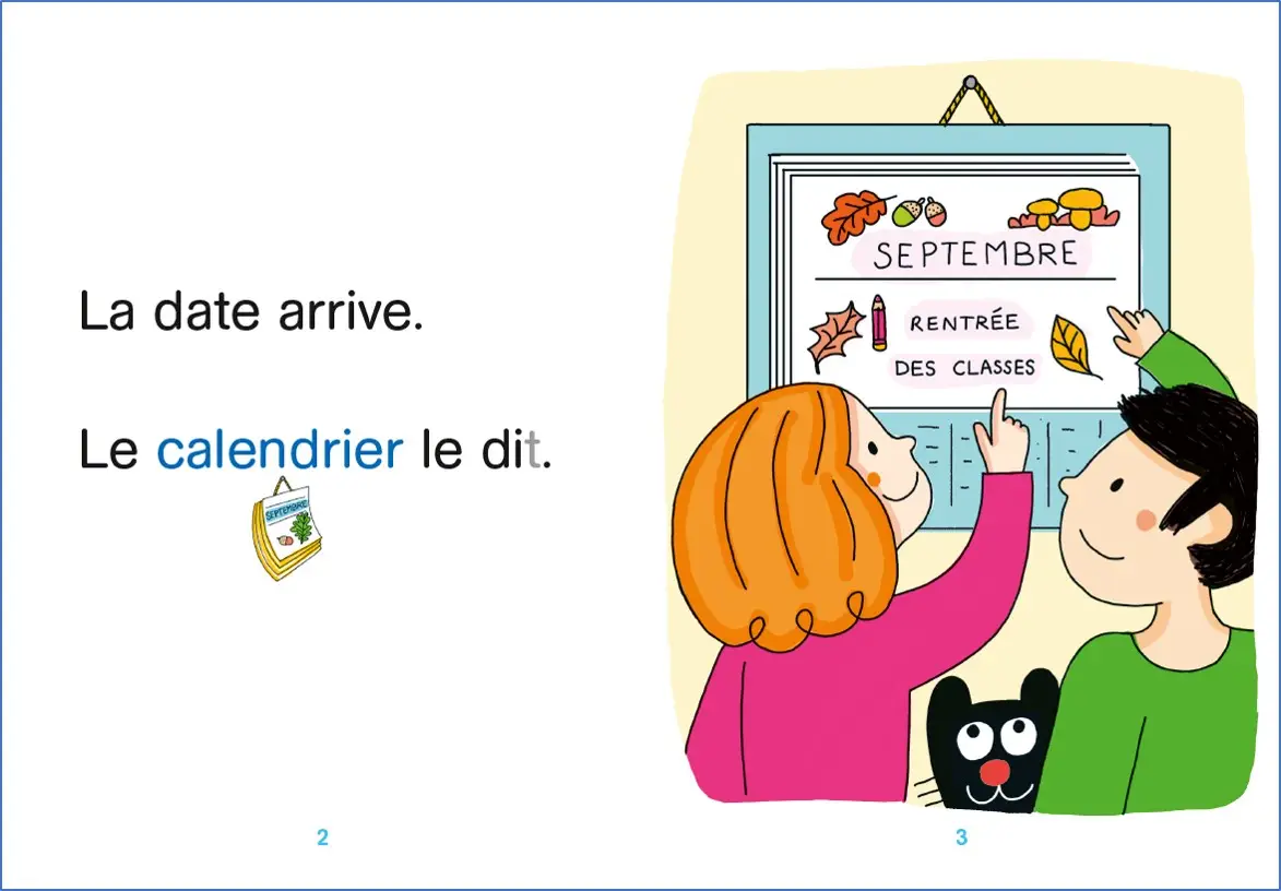 Mila prépare la rentrée - Regarde, je lis avec Mila et Noé  - Lecture CP niveau 1+ - Roman - 9782091935713 - page-interieure