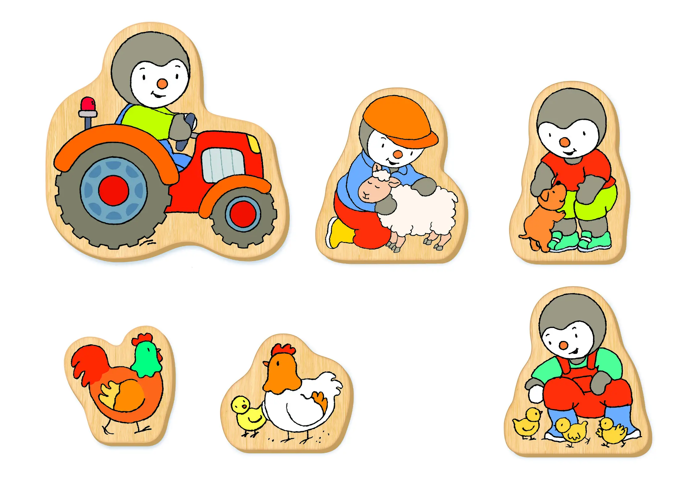 Coffret T'choupi va à la ferme avec 6  magnets en bois - Dès 2 ans - Coffret - 9782092491041 - page-interieure