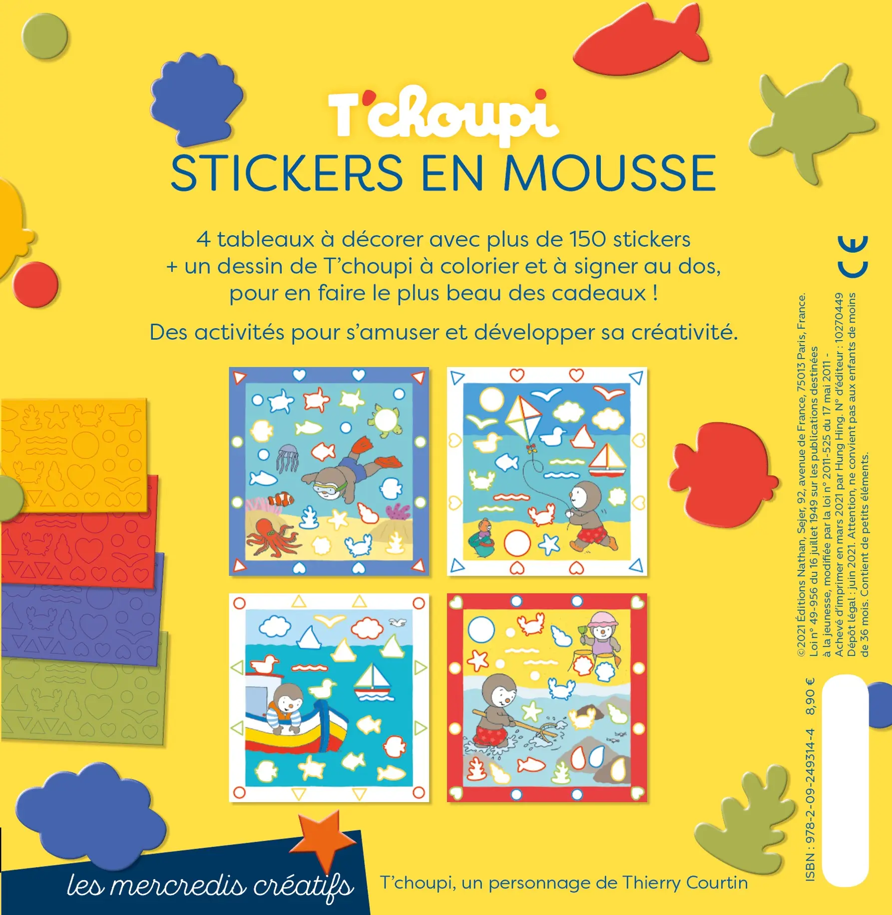 Les mercredis de T'choupi - Stickers mousse de la mer - Dès 3 ans  - Cahier d'activités - 9782092493144 - page intérieure