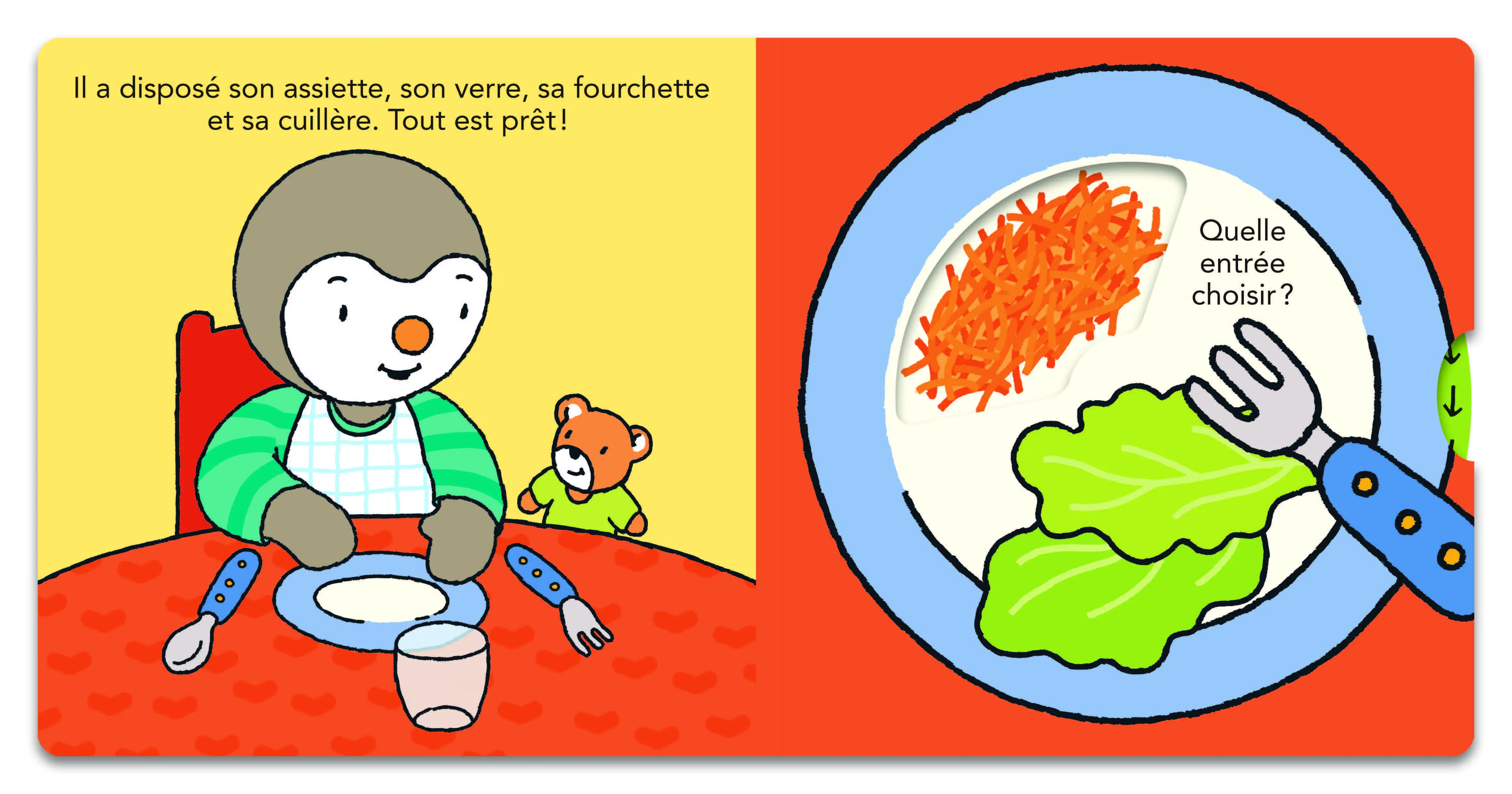 T'choupi mange comme un grand - Avec 7 animations pour encourager l'autonomie - Dès 2 ans  - Livre d'éveil - 9782092497777 - page-interieure