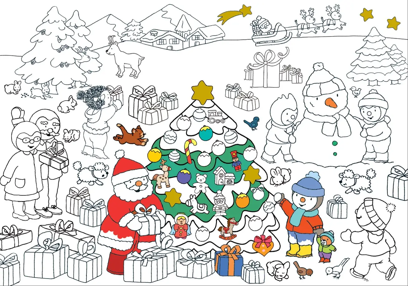T'choupi maxi coloriage de Noël - Coloriage géant dès 3 ans  - Cahier d'activités - 9782092498064 - page-interieure