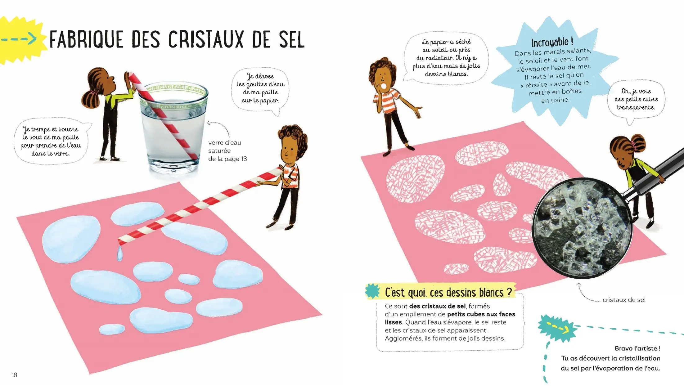 La Science est dans le sel - 10 expériences faciles et étonnantes - Dès 4 ans - Livre documentaire - 9782092594575 - page intérieure
