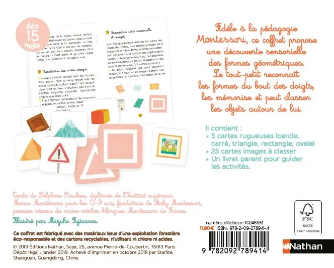 Tout-petit Montessori - Les formes à toucher - Dès 15 mois - Coffret - 9782092789414 - page-interieure