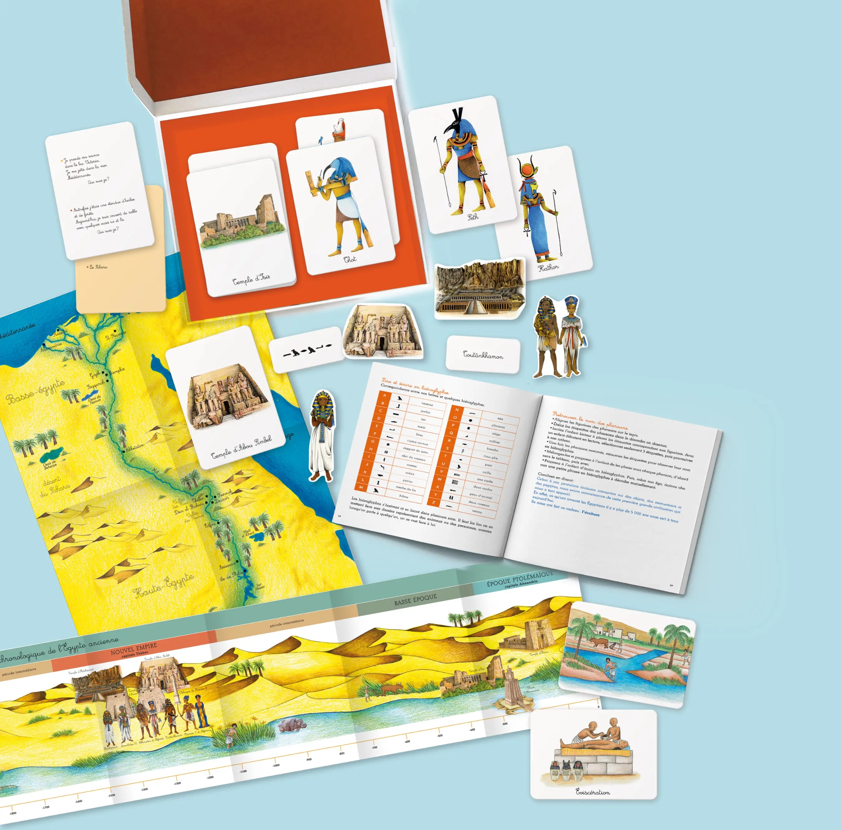 Mon coffret Montessori : L'Egypte ancienne - Dès 5 ans - Coffret - 9782095015466 - page-interieure