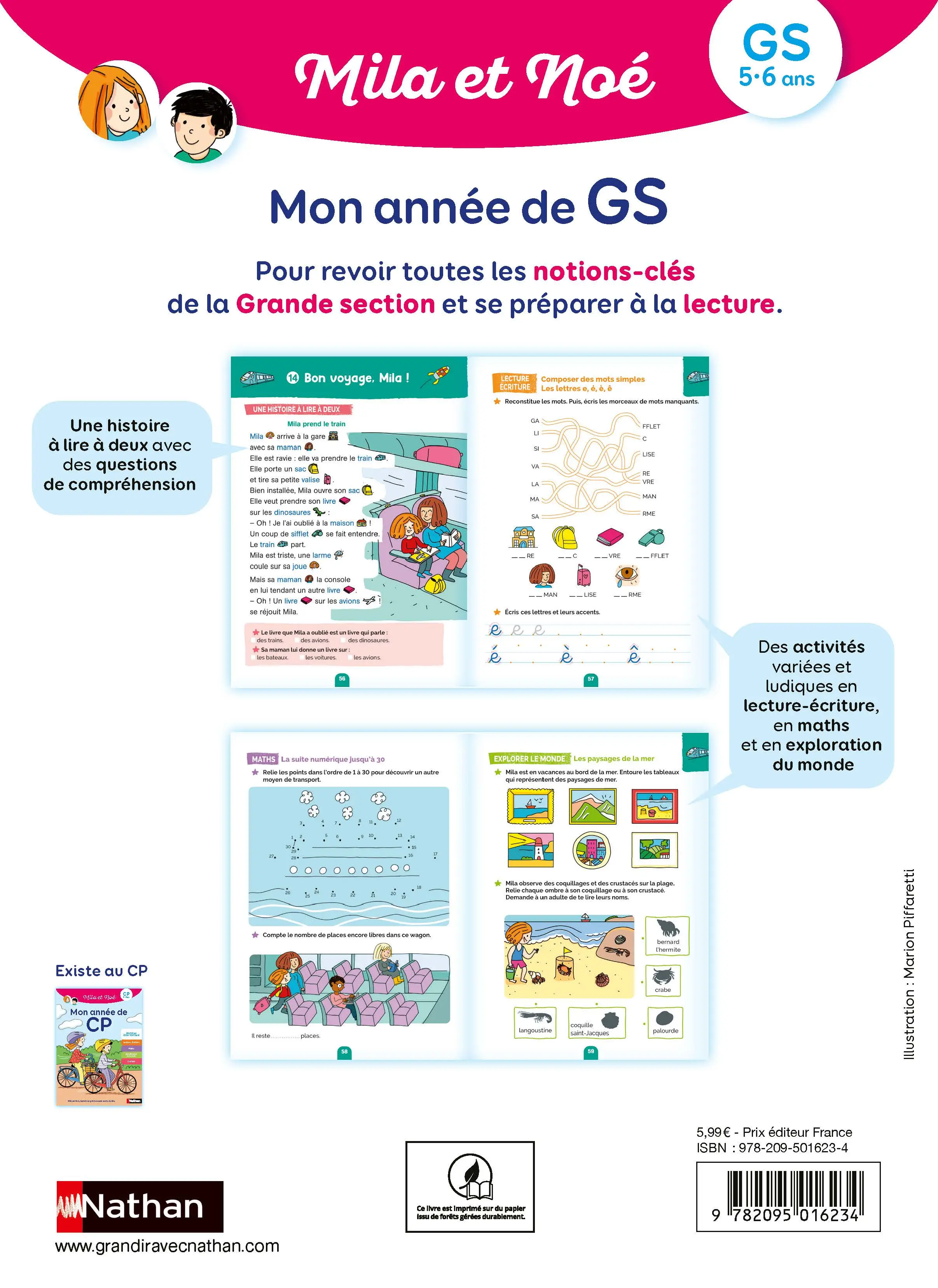 Mila et Noé - Mon année de grande section - Cahier de soutien - 5 à 6 ans - Cahier d'exercices - 9782095016234 - page-interieure