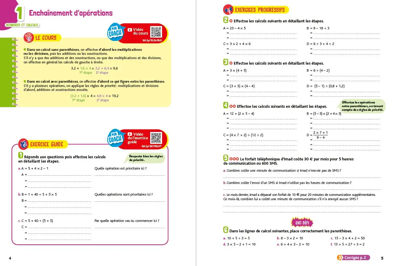 Mon coach Maths 5e avec Nicolas Herla - Livre de cours, méthode et exercices - 9782095022174 - page-interieure