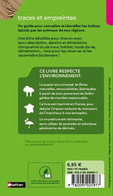 Traces et empreintes - Miniguide nature tout-terrain - Tout public - Livre documentaire - 9782095025977 - page-interieure