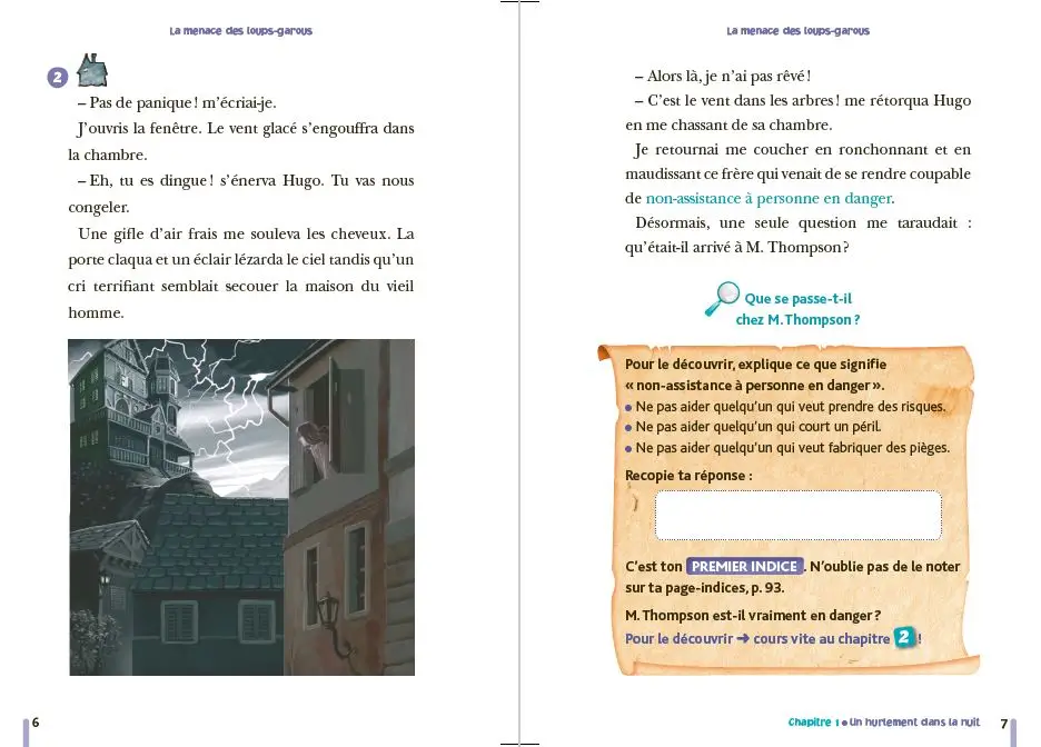 Enquête - L'énigme des vacances du CM1 au CM2 - La menace des loups-garous - Cahier de vacances - Cahier de vacances - 9782095034726 - page-interieure