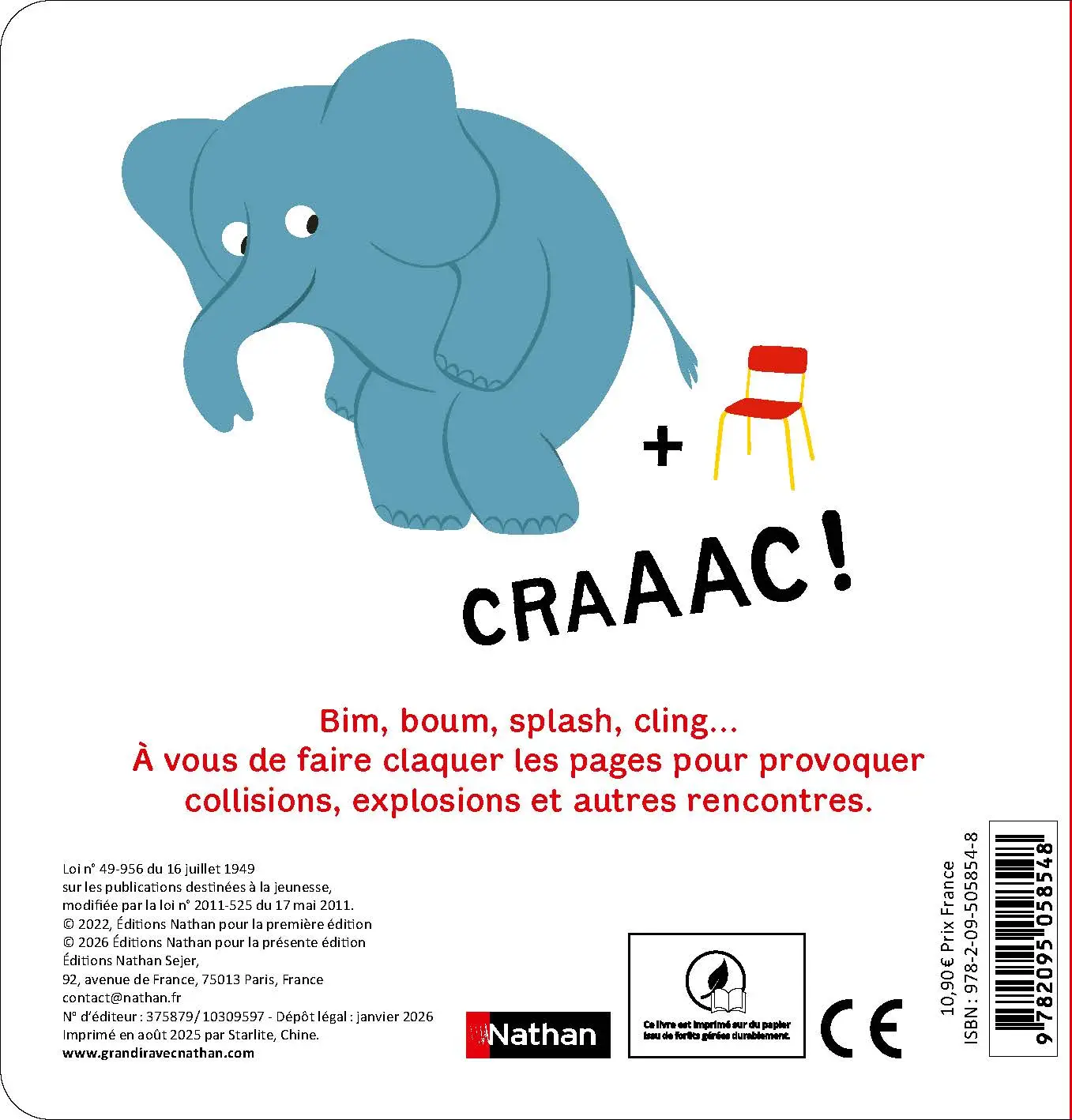 Et... PAF ! Un livre qui claque - 25 images à claquer pour obtenir des drôles de bruits -  dès 1 an  - Livre d'éveil - 9782095058548 - page-interieure