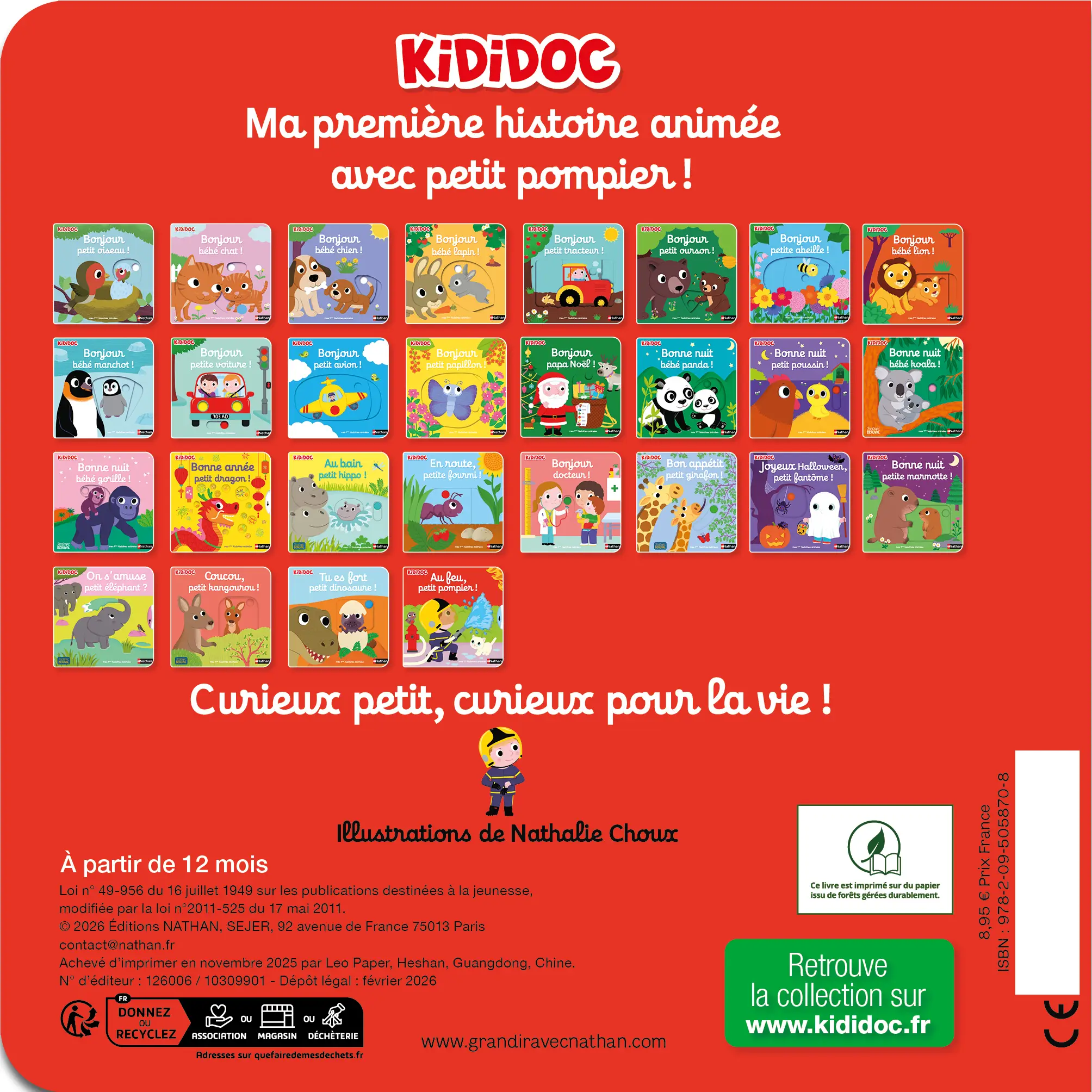 Au feu, petit pompier !  Collection Kididoc - Le premier livre animé pour découvrir le métier de pompier (dès 1 an) - Livre documentaire - 9782095058708 - page-interieure