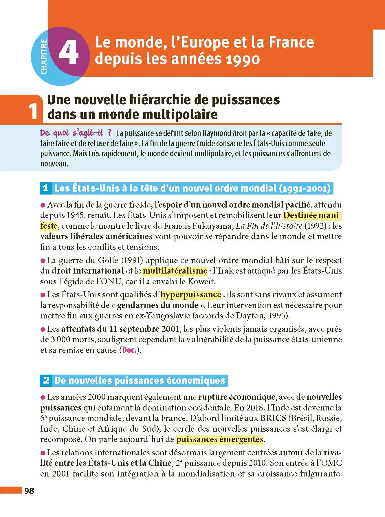 Histoire-Géographie Terminale - ABC Réussite - Bac 2027 - Enseignement commun Tle - Cours, Méthode, Exercices et Sujets corrigés - EPUB - Livre de cours, méthode et exercices - 9782095014261 - page intérieure 98