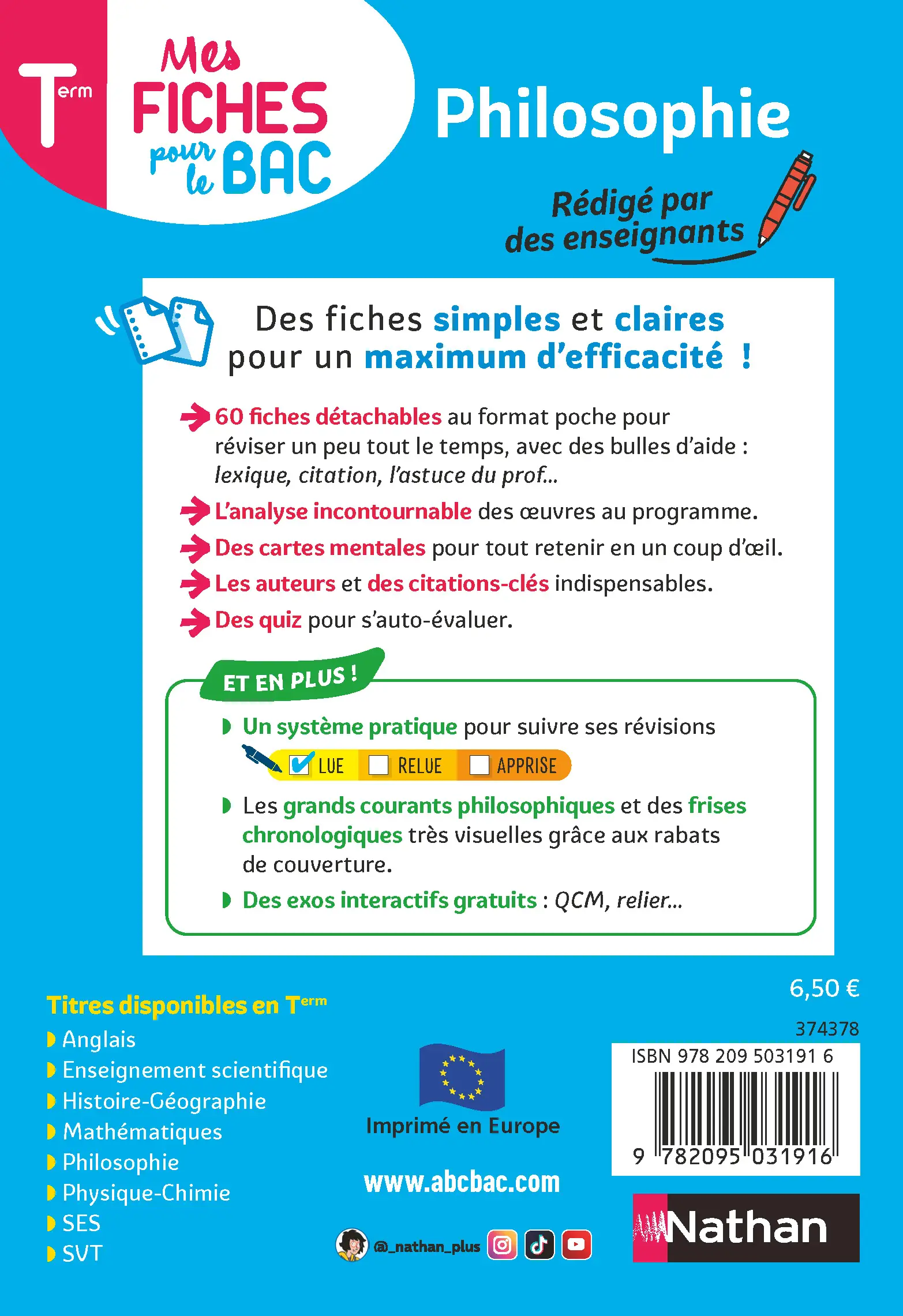 Philosophie Terminale - Mes fiches pour le BAC Tle - BAC 2027 - Fiches - 9782095031916 - page intérieure plat 4