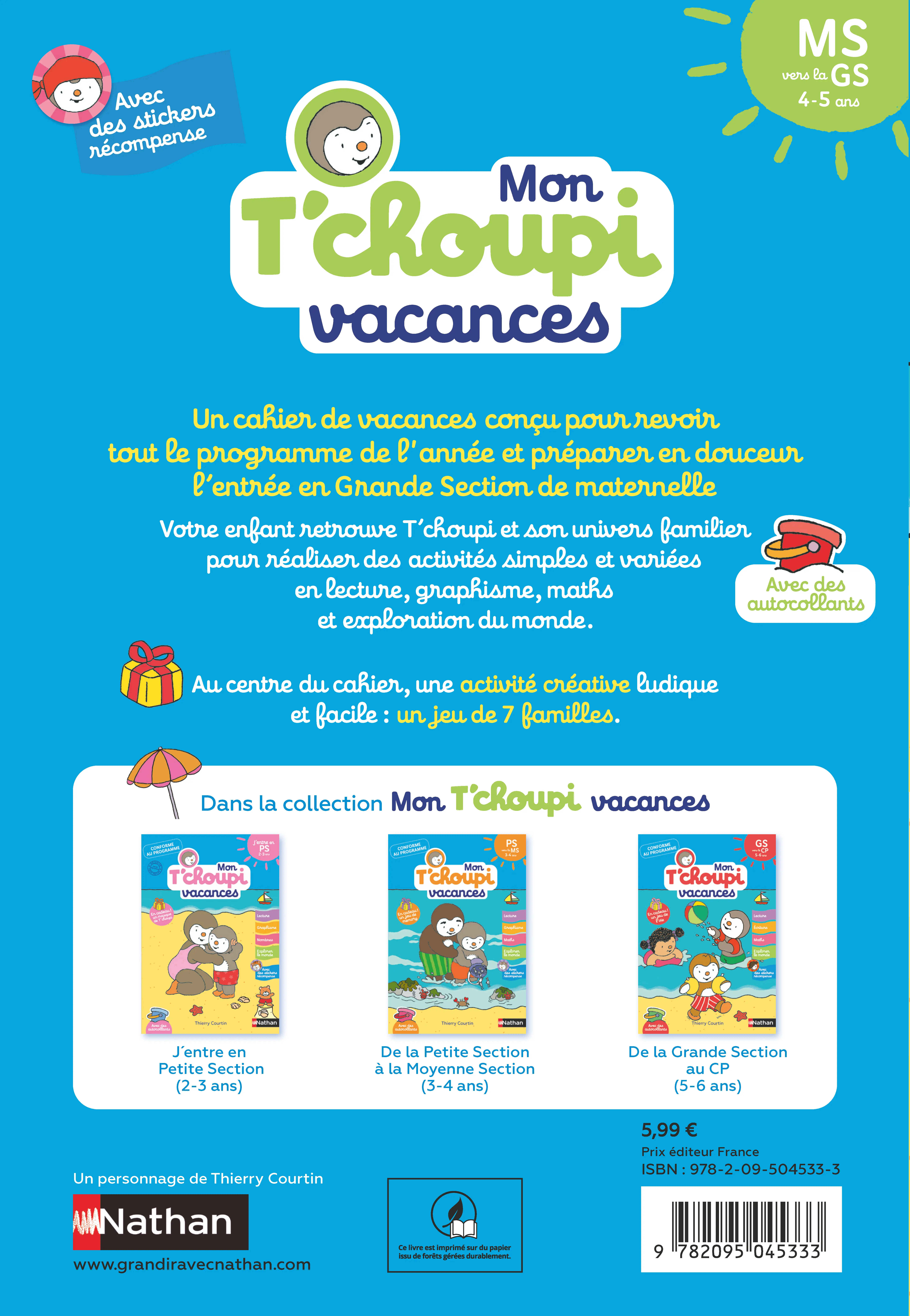 Mon T'choupi Vacances 2026 - J'entre en Moyenne Section - Un cahier complet, éducatif et ludique avec des stickers et des autocollants - Maternelle dès 3-4 ans - Cahier de vacances - 9782095045333 - page intérieure plat 4