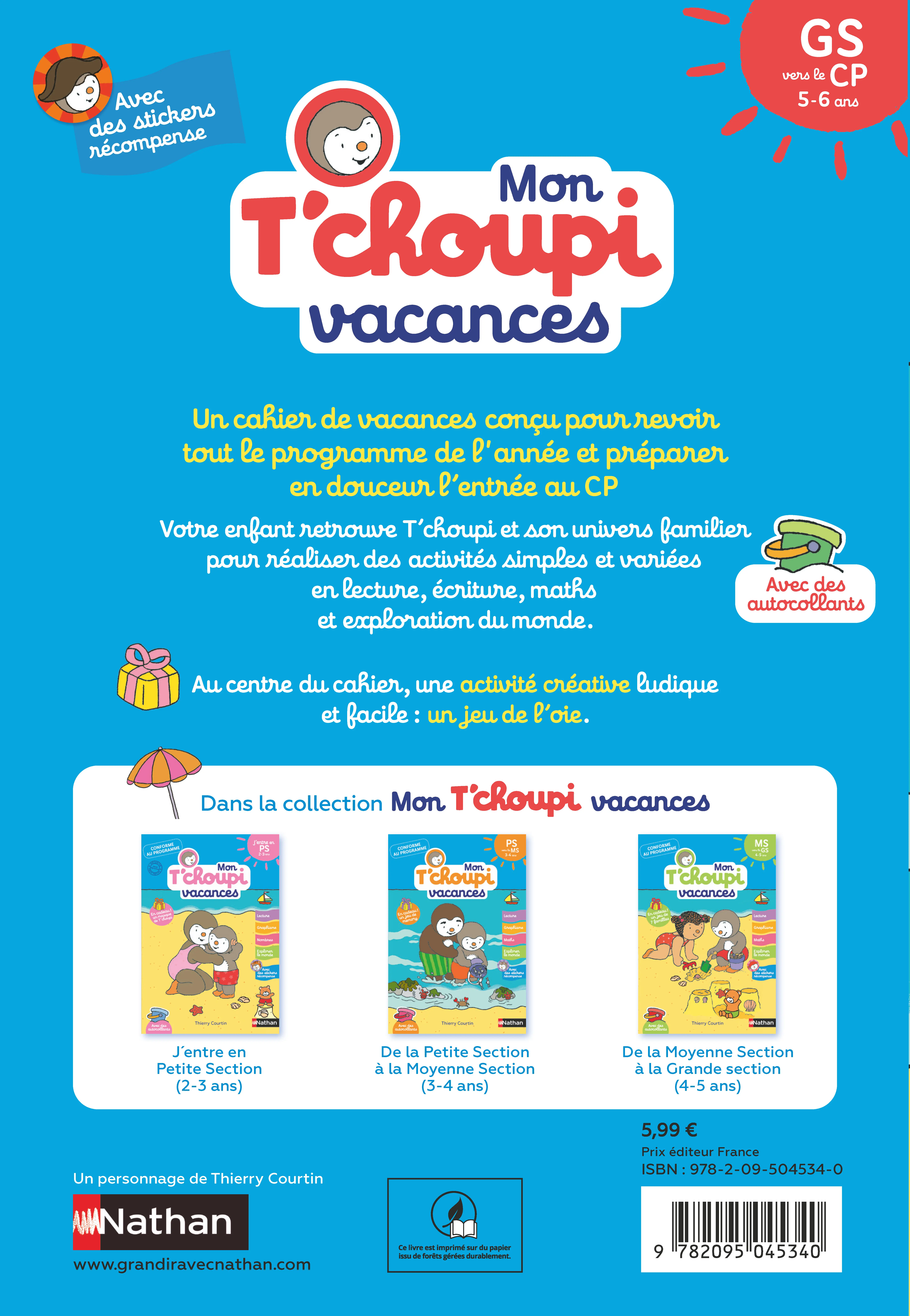 Mon T'choupi Vacances 2026 - J'entre en Grande Section - Un cahier complet, éducatif et ludique avec des stickers et des autocollants - Maternelle dès 4-5 ans - Cahier de vacances - 9782095045340 - page intérieure plat 4