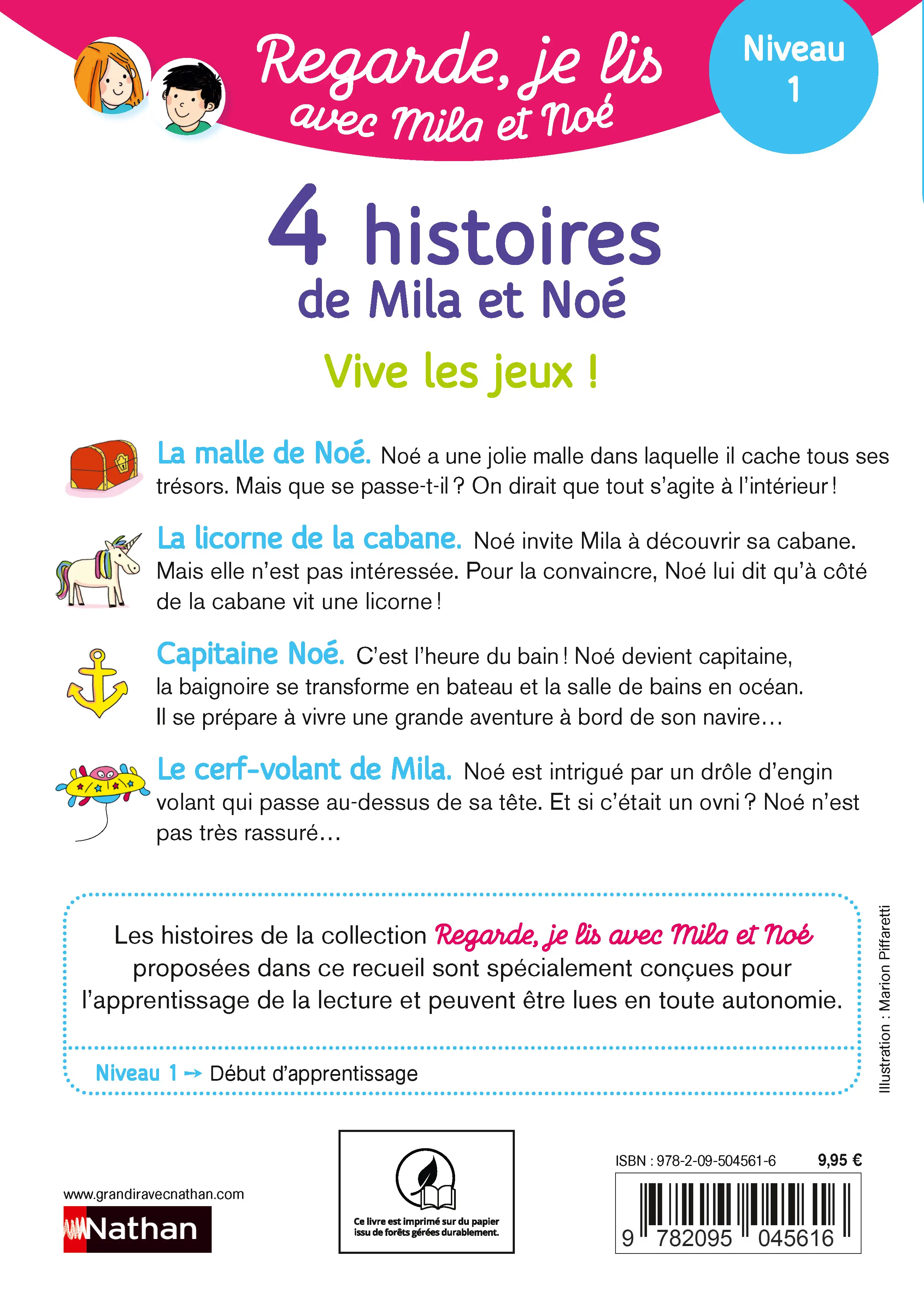 Regarde je lis avec Mila et Noé ! Vive les jeux, Niveau 1 - 4 histoires à partir de 5 ans - Roman - 9782095045616 - page intérieure plat 4