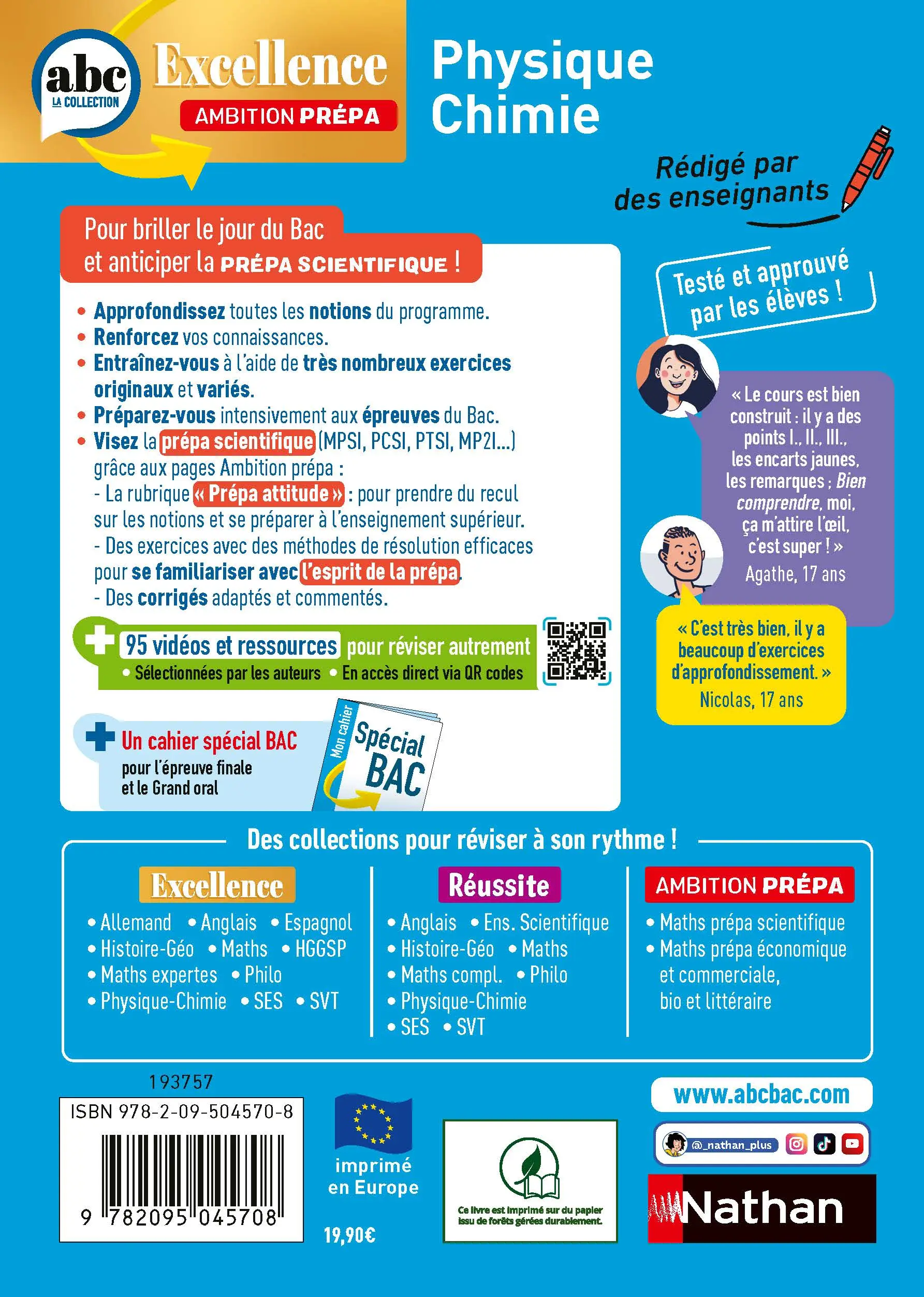 Physique-Chimie Terminale - Pour viser la prépa scientifique - ABC Excellence Ambition prépa - Bac 2027 - Enseignement de spécialité Tle - Cours, Approfondissement, Méthode, Exercices et Sujets - Livre de cours, méthode et exercices - 9782095045708 - page intérieure plat 4