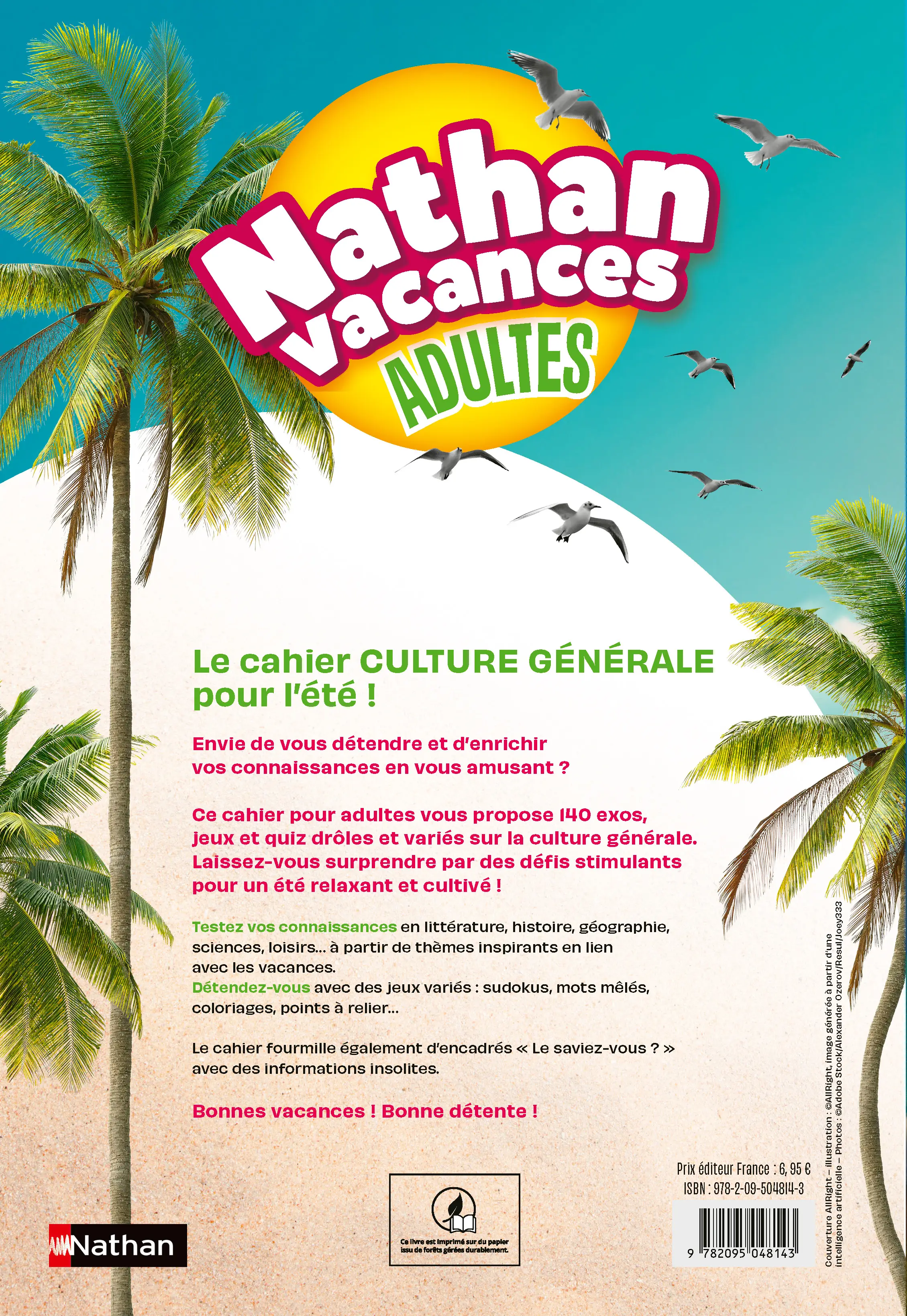 Cahier de vacances adultes 2026 - Spécial Culture générale - 140 jeux et quiz pour se cultiver en s'amusant tout l'été ! - Cahier de vacances - 9782095048143 - page intérieure plat 4