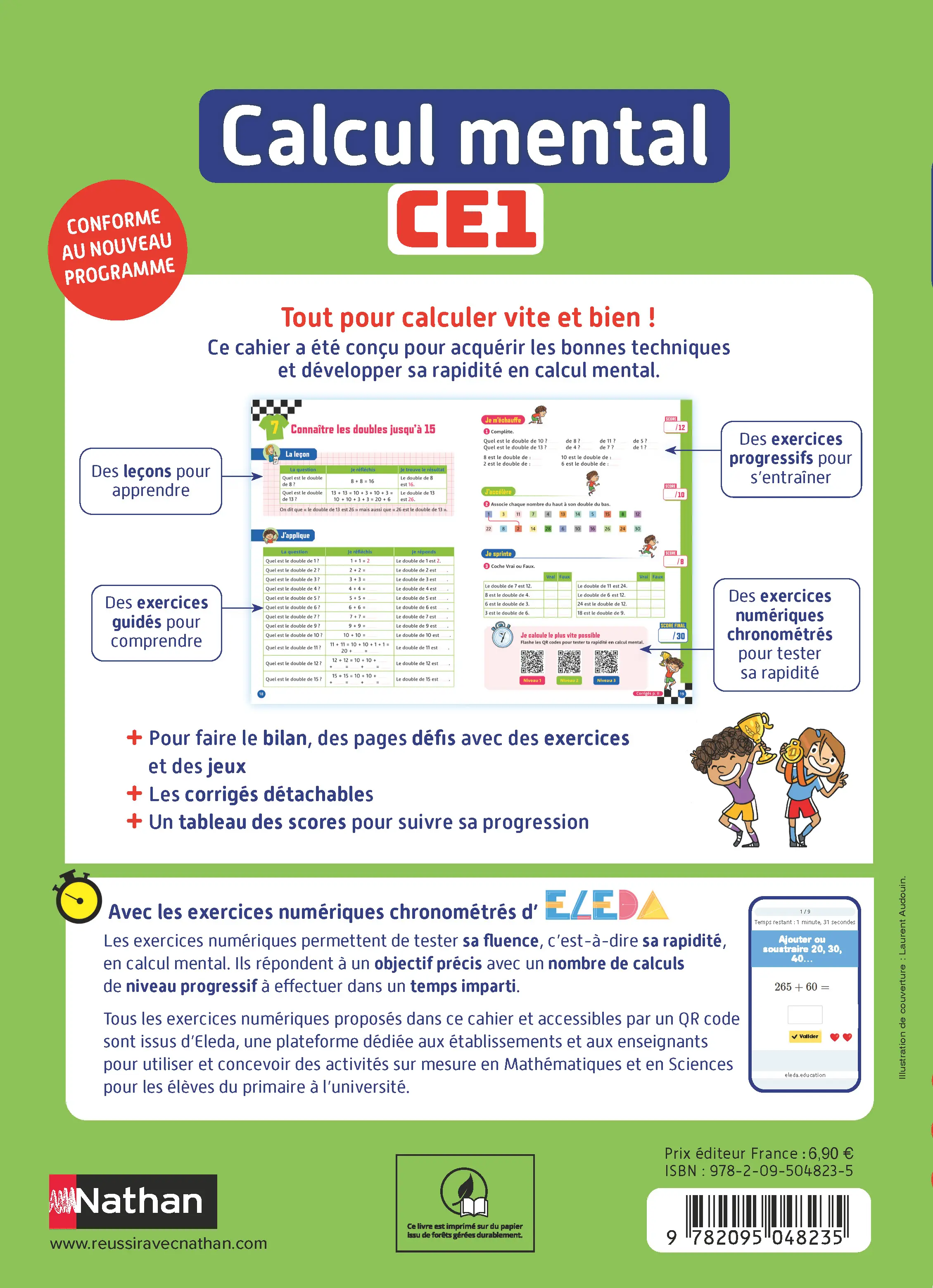 Calcul Mental CE1 - 7-8 ans - Cahier d'exercices progressifs avec additions et soustractions  - Cahier d'exercices - 9782095048235 - page intérieure plat 4