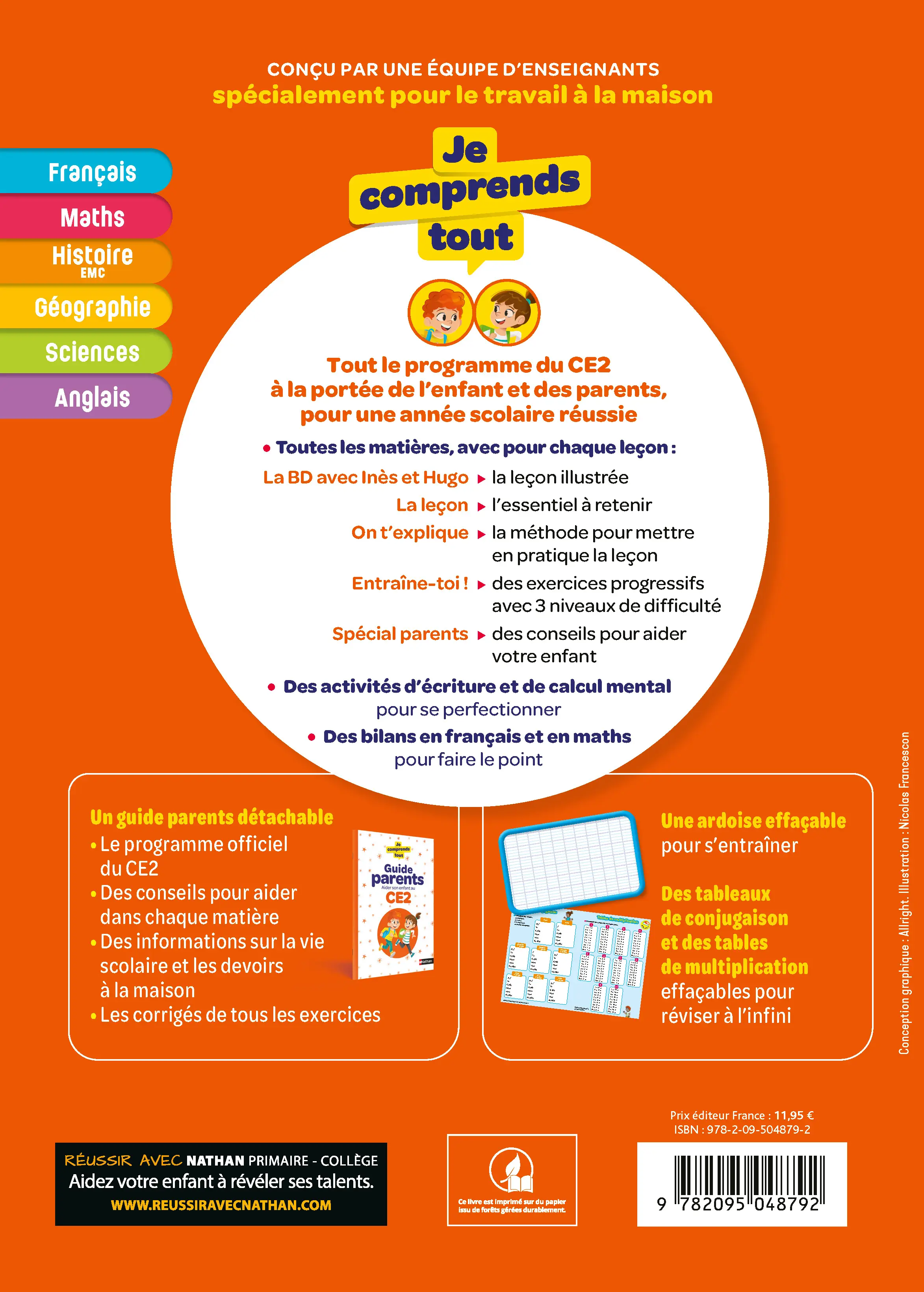 Je Comprends Tout CE2 - Tout le programme de CE2 : Français, Maths, Histoire-Géographie, Sciences, Anglais avec corrigés et guide parents - Tout-en-un - 9782095048792 - page intérieure plat 4
