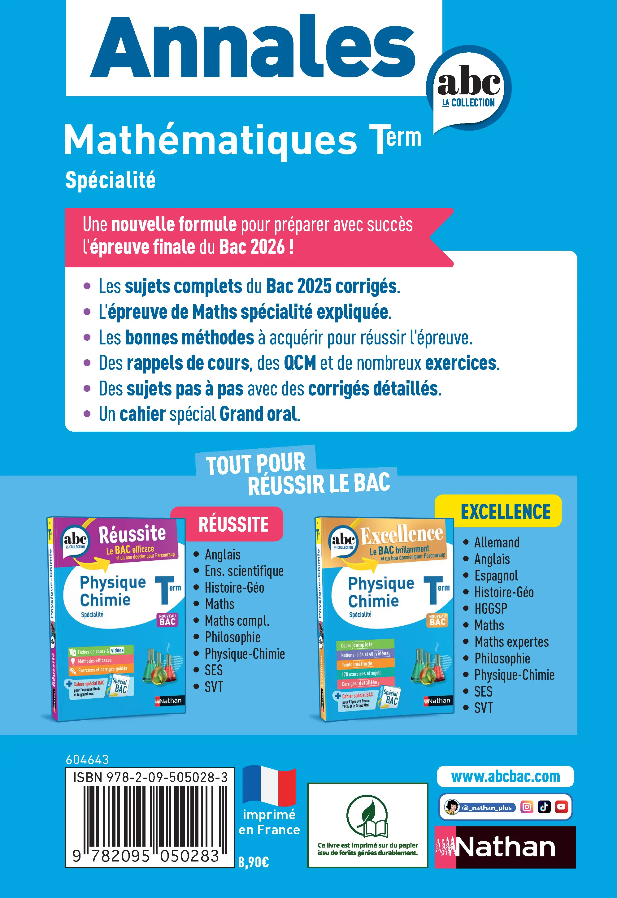 Annales ABC du BAC 2026 - Maths Tle - Sujets et corrigés - Enseignement de spécialité Terminale - Epreuve finale - Corrigé - Livre parascolaire - 9782095050283 - page intérieure plat 4