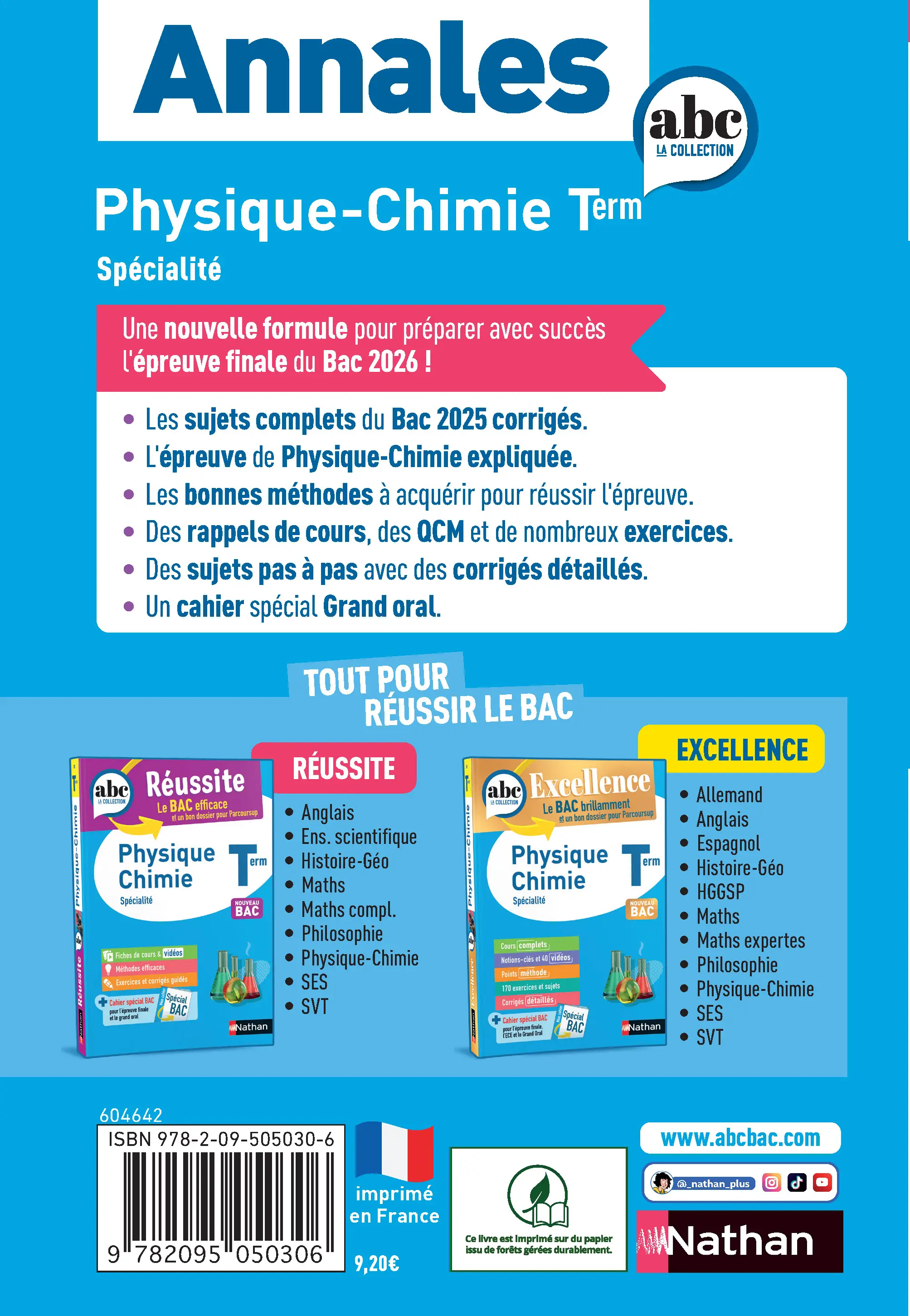 Annales ABC du BAC 2026 - Physique-Chimie Tle - Sujets et corrigés - Enseignement de spécialité Terminale - Epreuve finale - Livre parascolaire - 9782095050306 - page intérieure plat 4